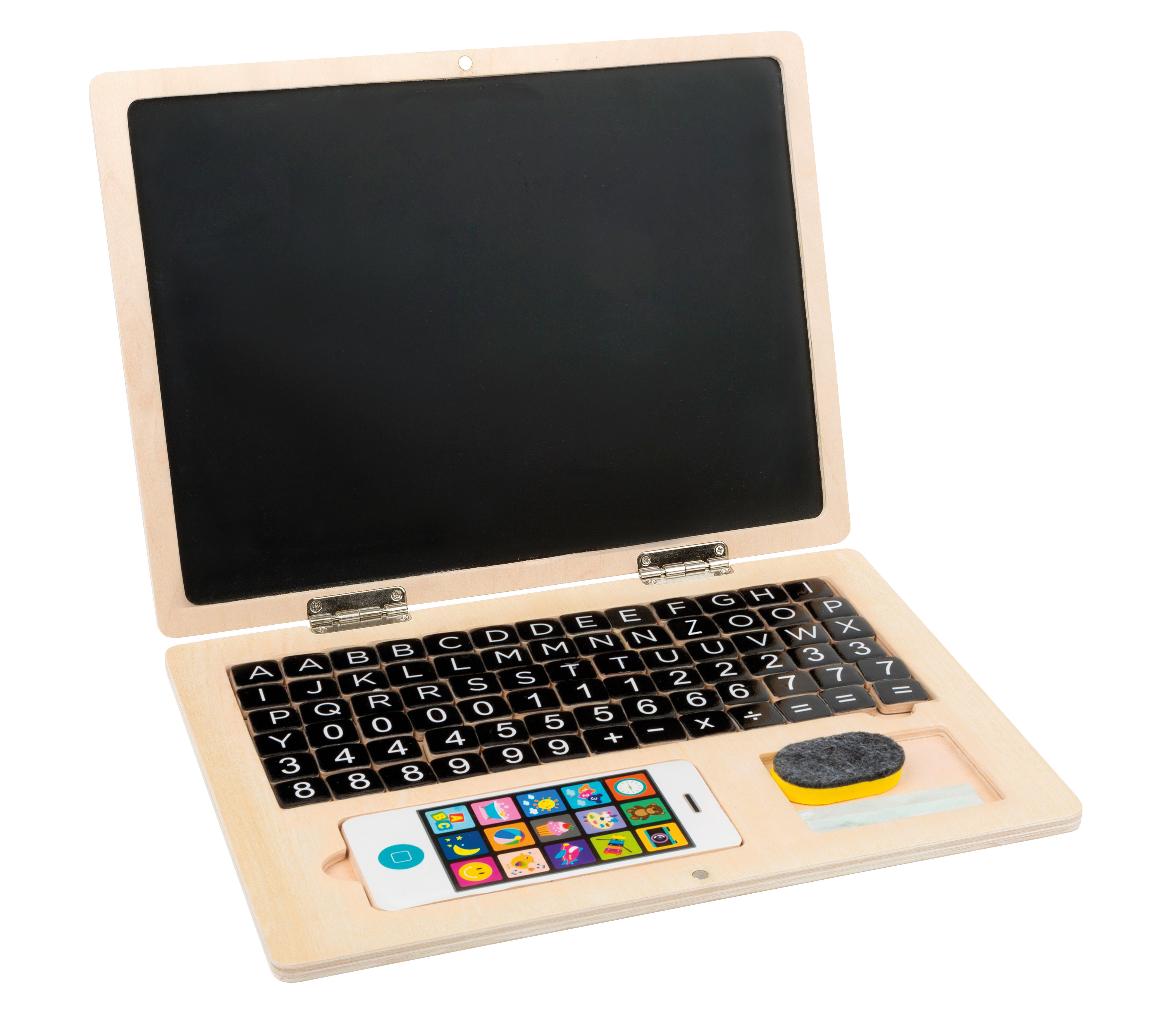 Kinder-Laptop aus Holz mit Magnettafel