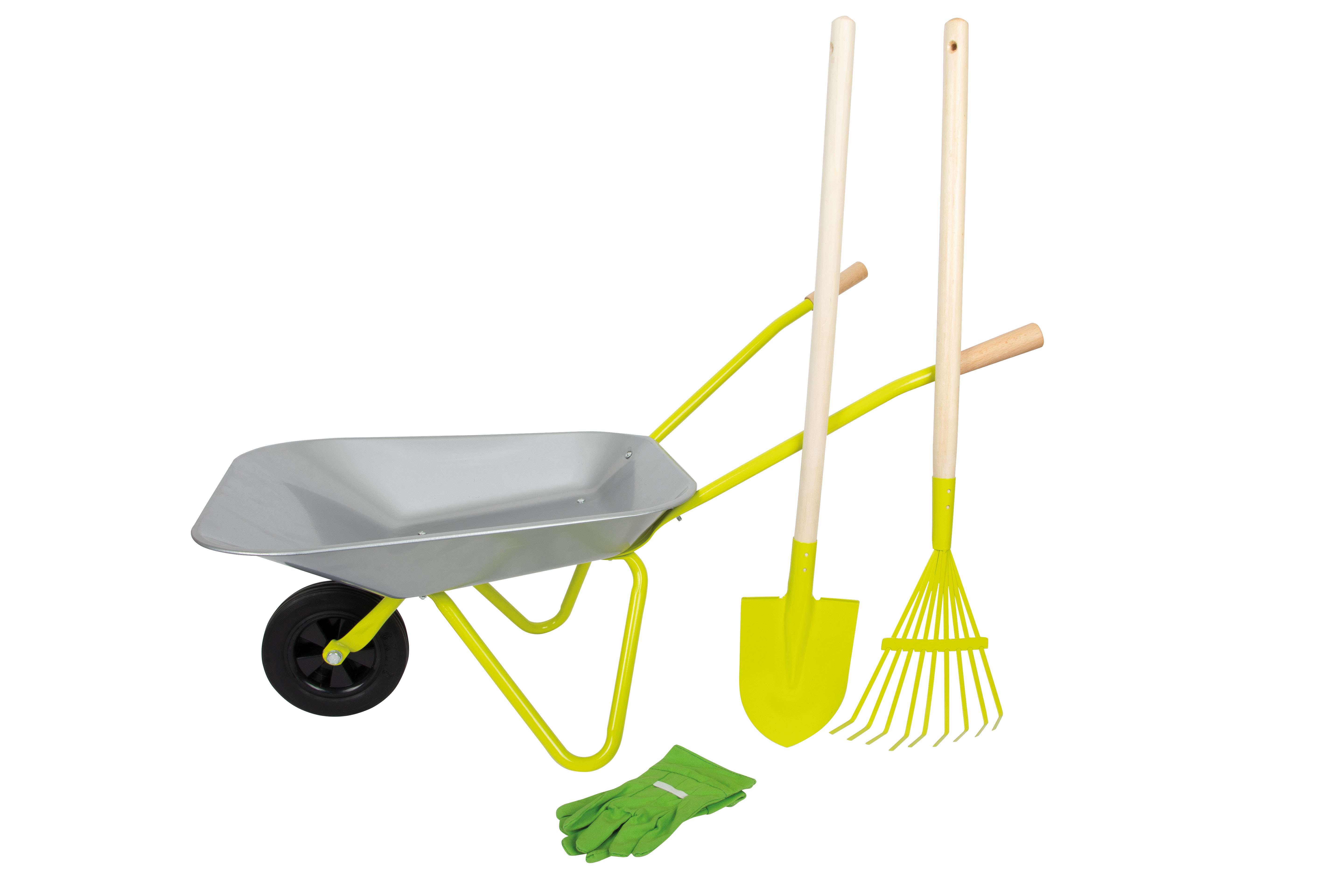 Schubkarre mit Gartenwerkzeug für Kinder