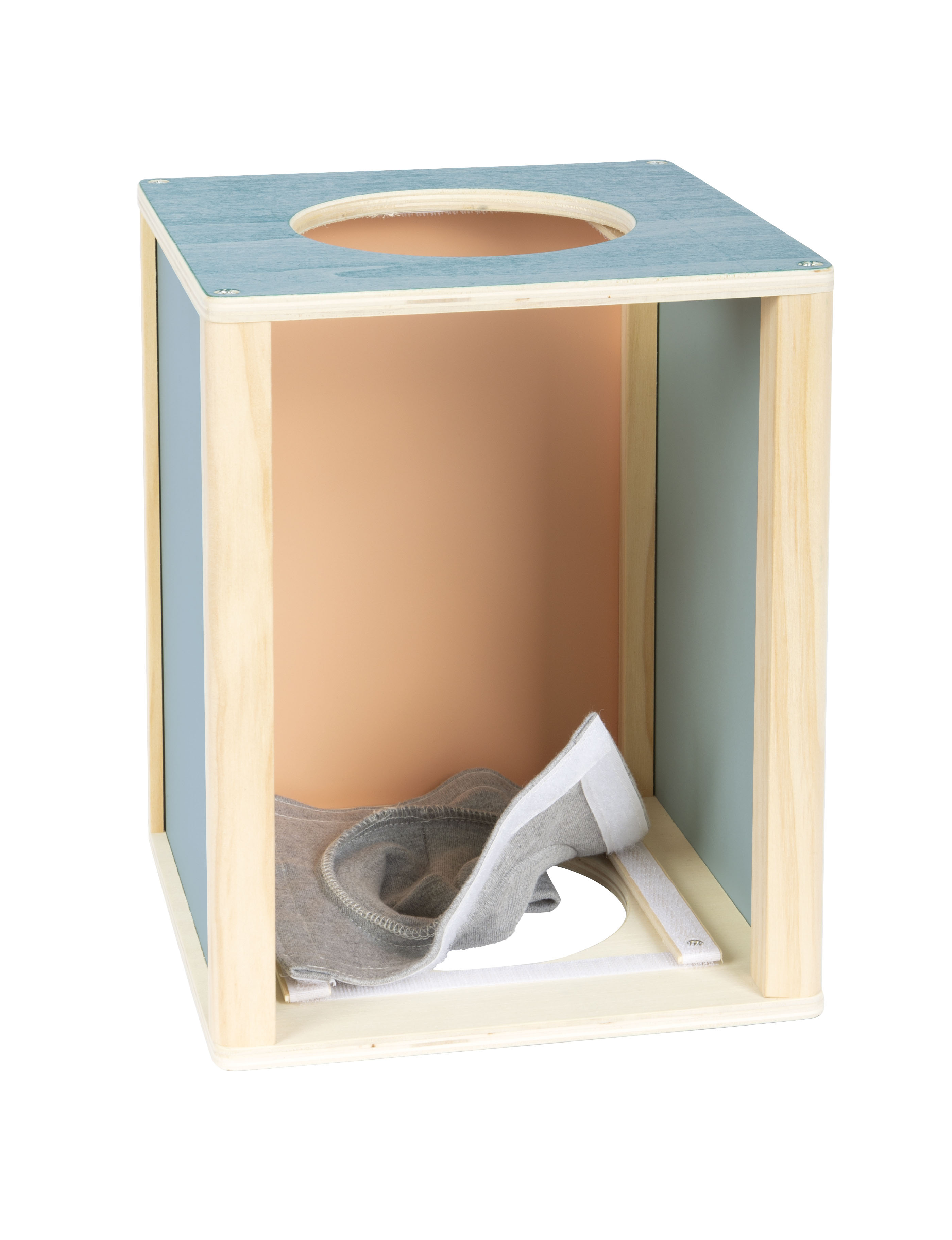 Fühlbox aus Holz mit abnehmbaren Ärmeln