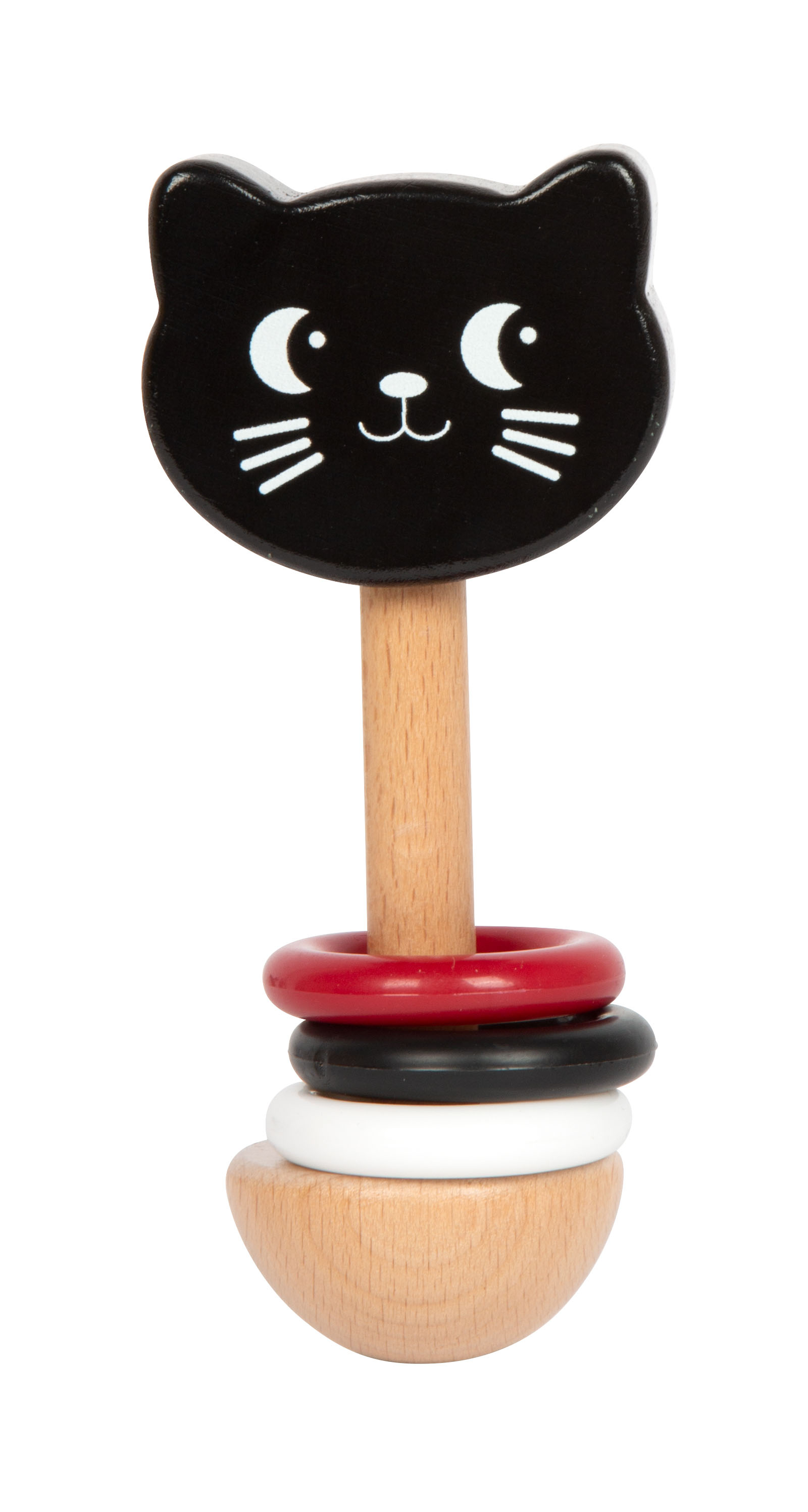 Kinderspielzeug, Beissring, Holzspielzeug, Kätzchenkopf, Ringe, Wackelfigur, Katzenkopf, Holzspielzeug, Stapelspiel, Ringe-Spiel, Katzengesicht, Stapelspiel, Holzspielzeug, Ringe, Spielzeugstab