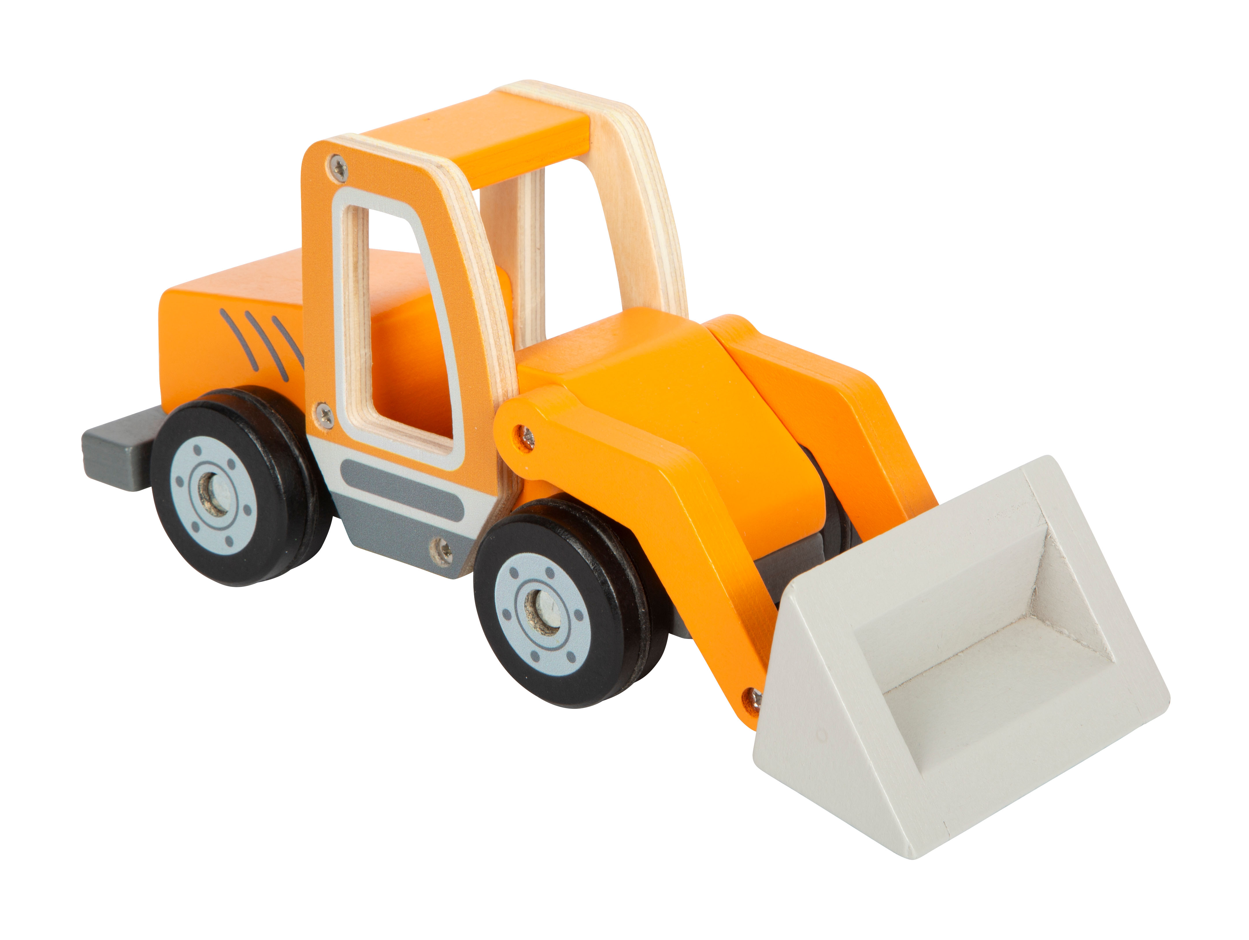 Radlader mit Schaufel schräg rechts vorne