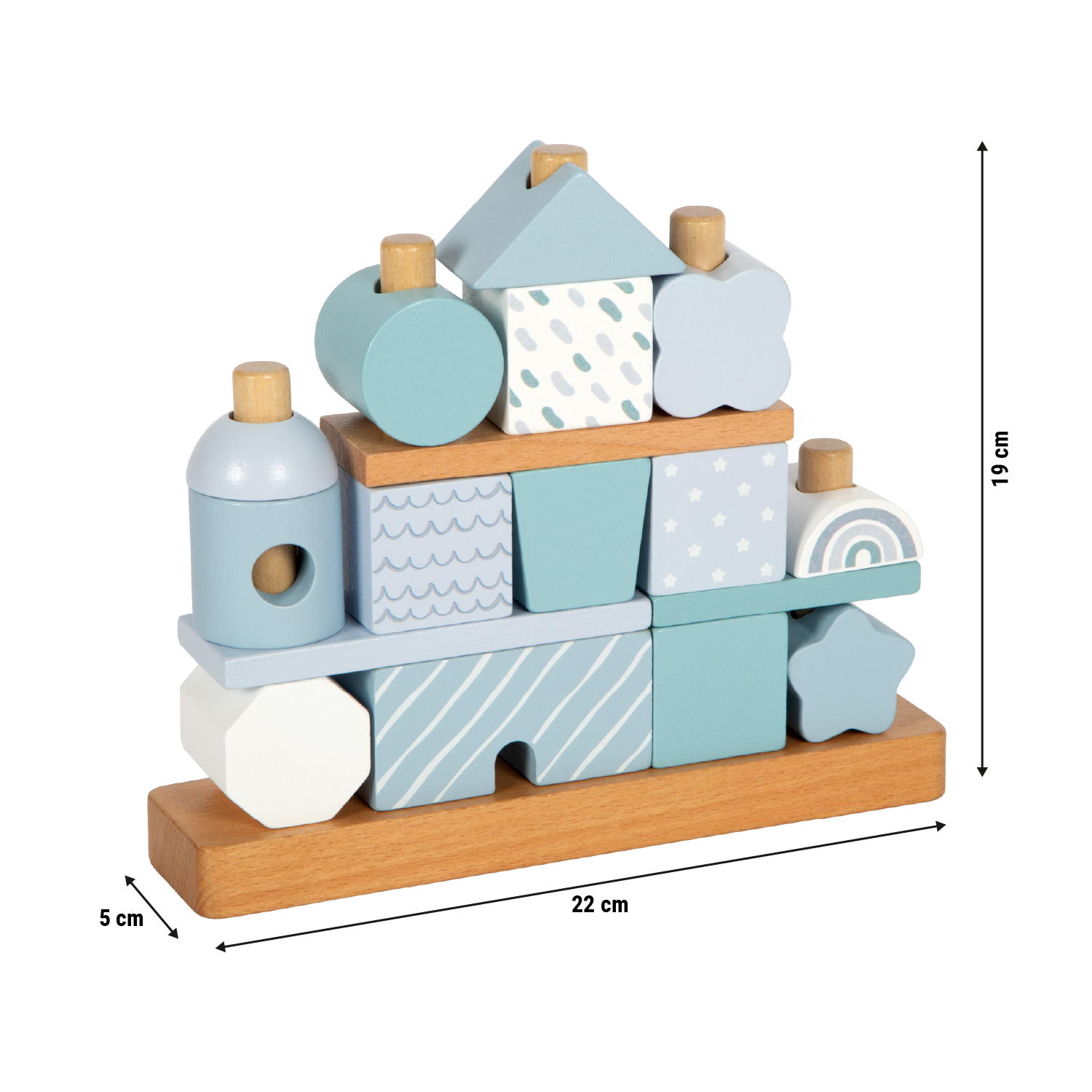 Stapelhaus blau Größenskizze