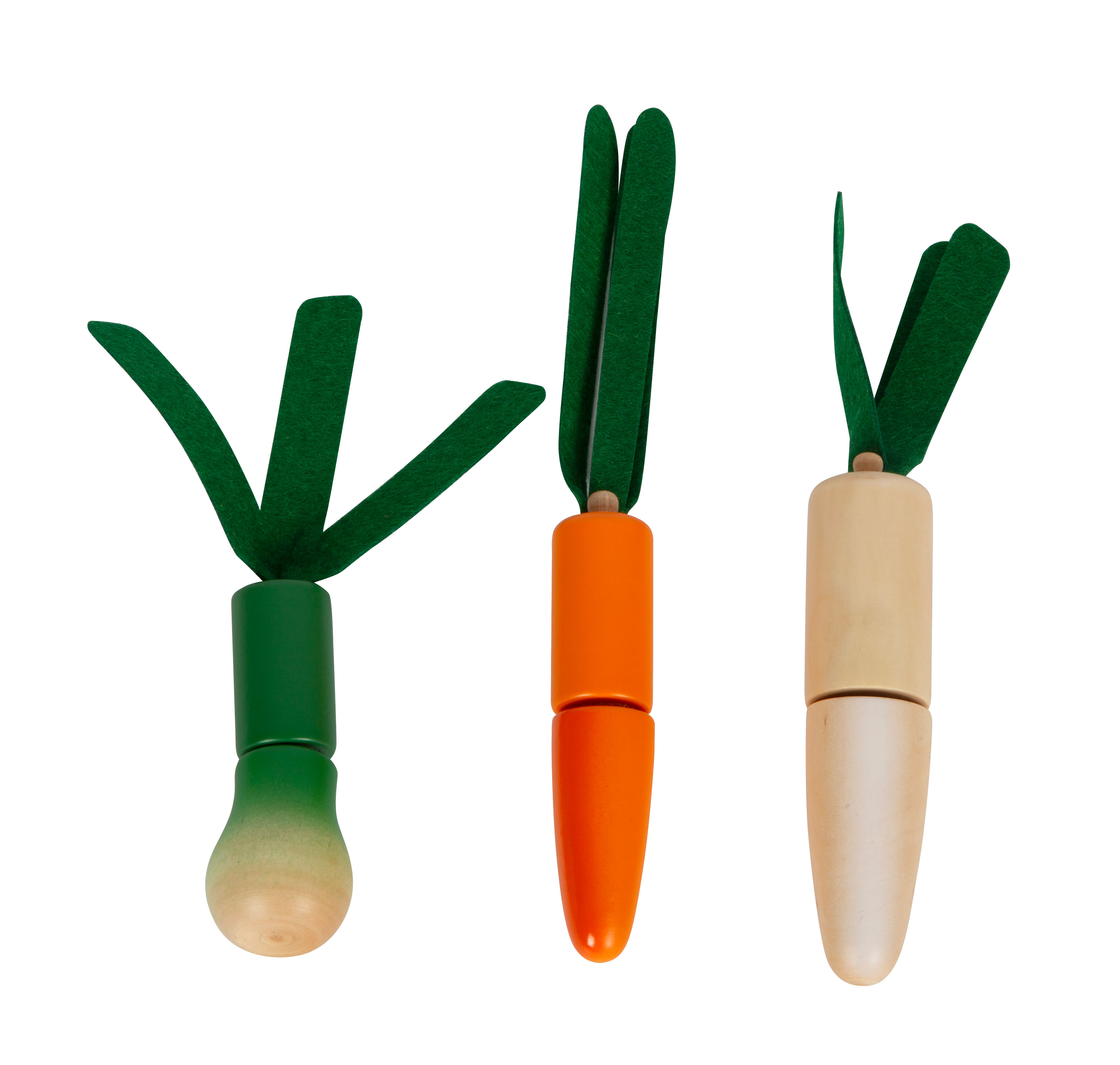 Lauch, Möhre und Rettich aus Holz für Kaufladen