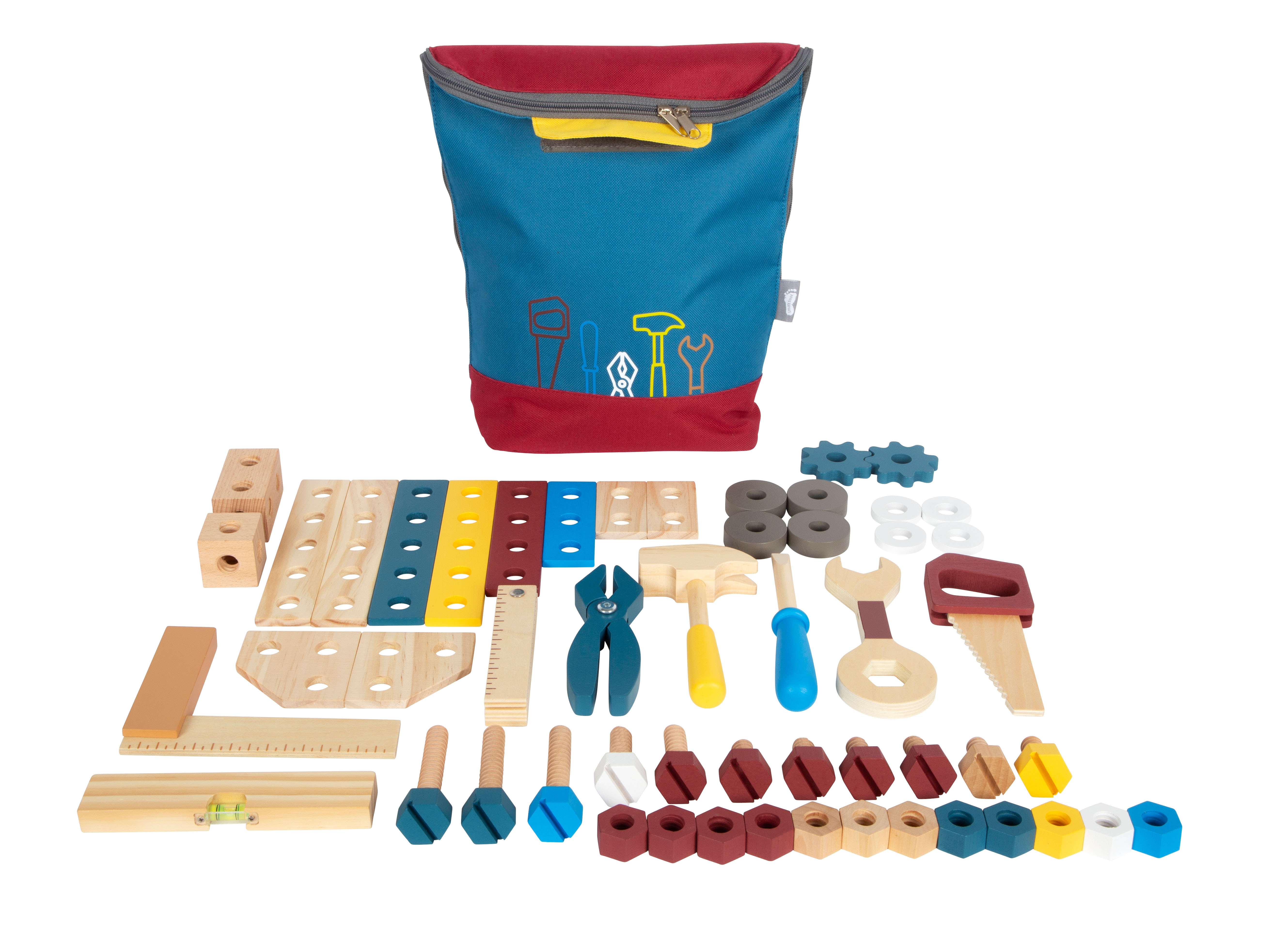 Rucksack für Kinder mit Werkzeug aus Holz