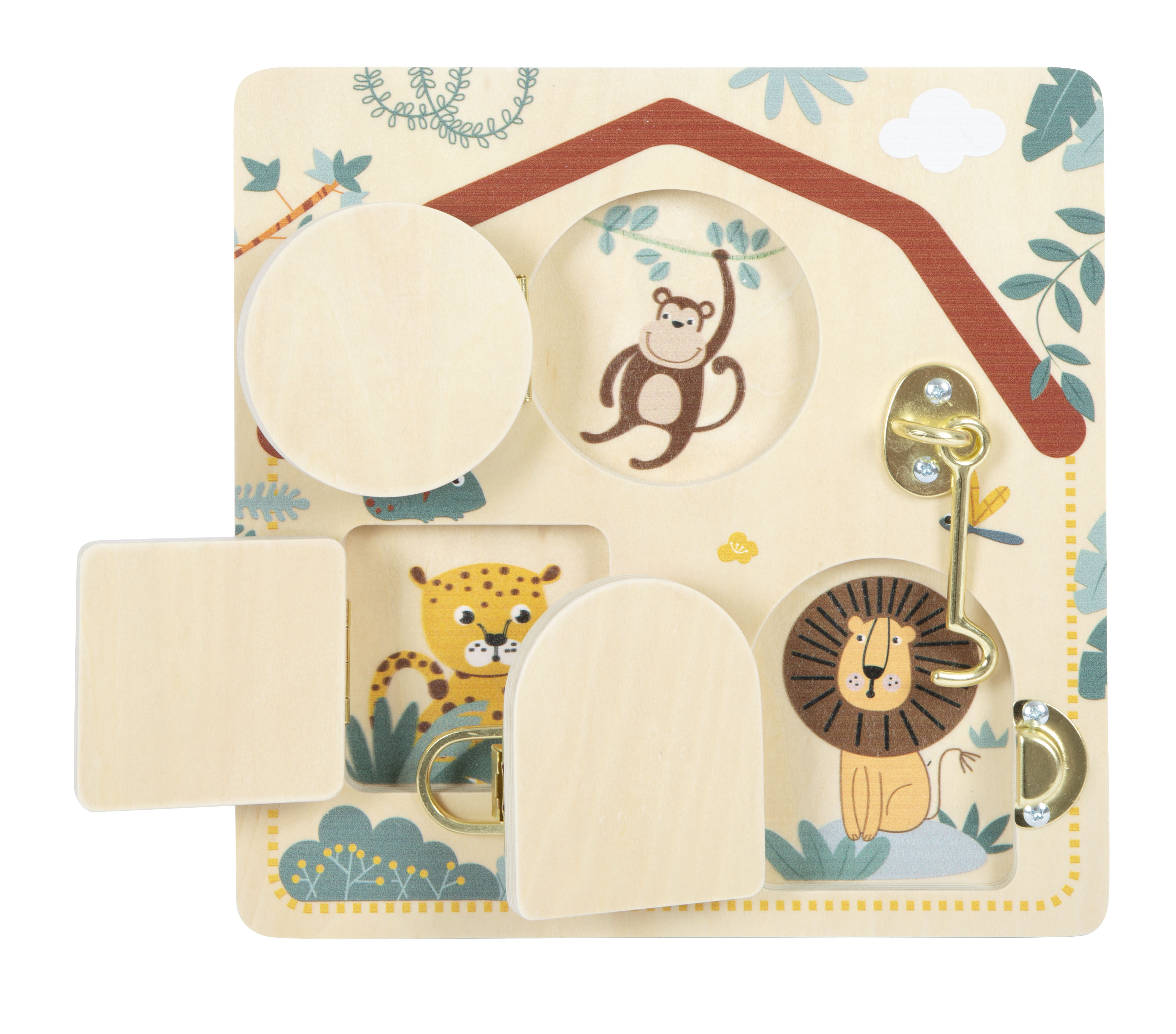 Lernbrett aus Holz für Kinder mit Tiermotiven