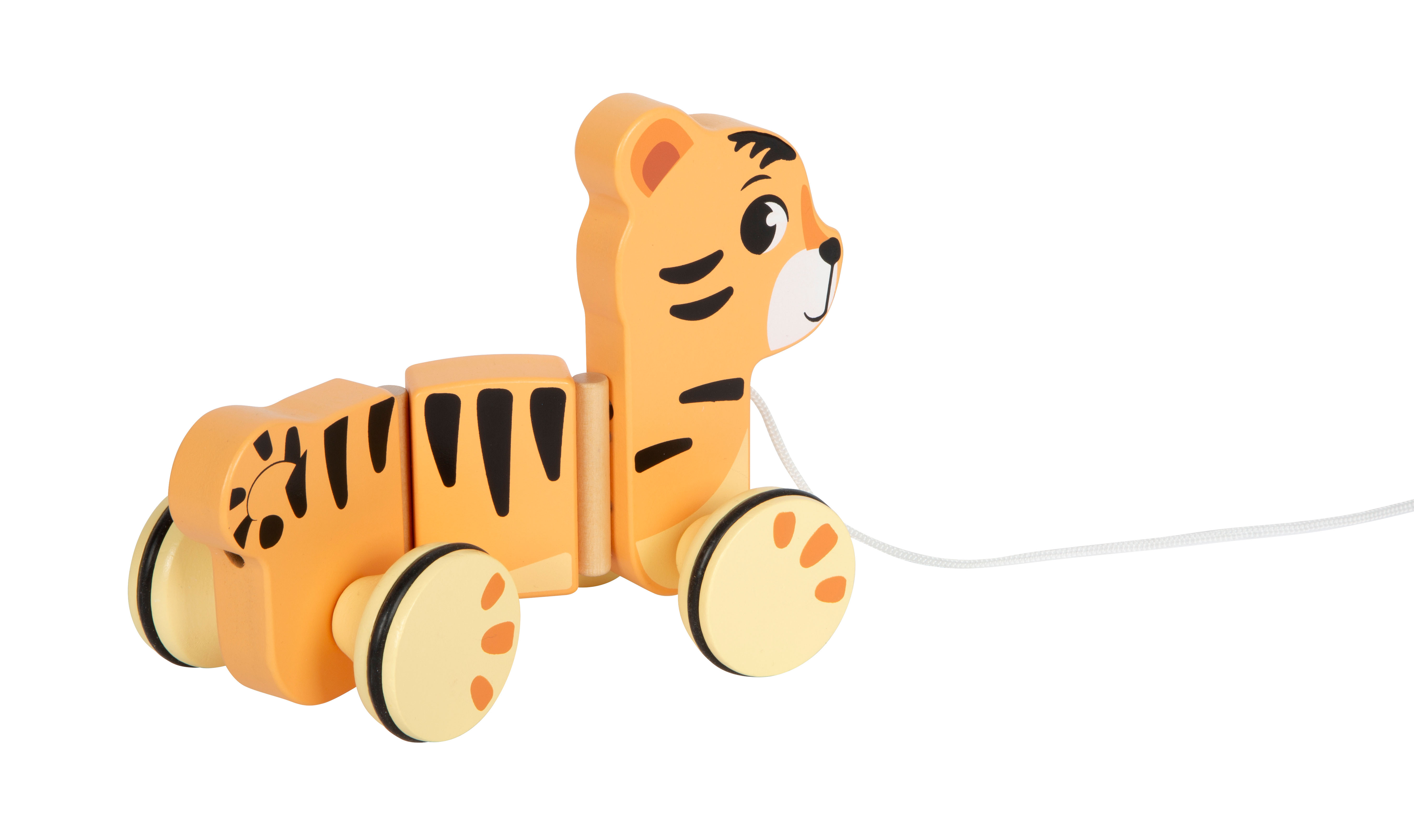 Nachziehtier Tiger mit beweglichem Körper für Kinder