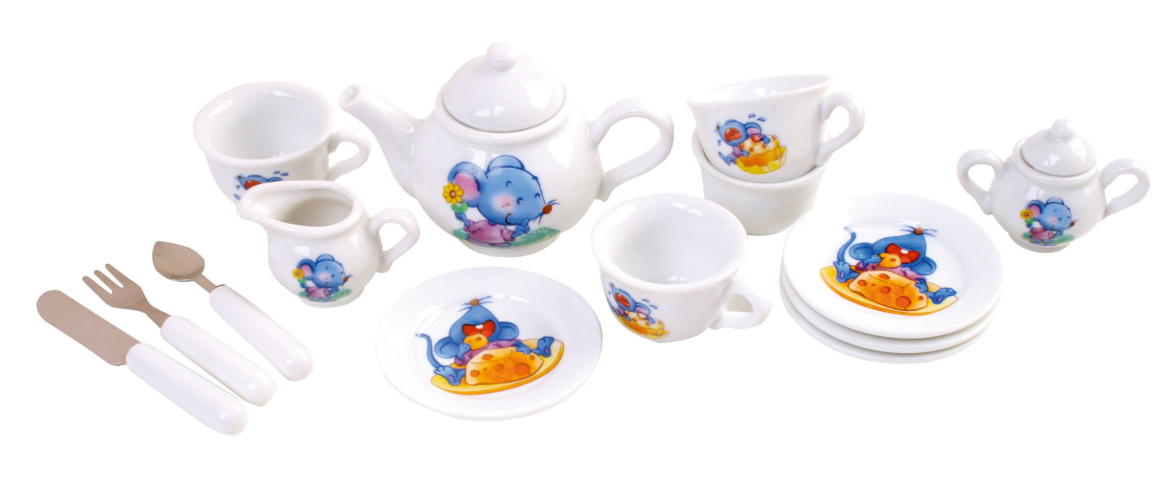 Geschirr illustriert mit niedlichen Mäusen