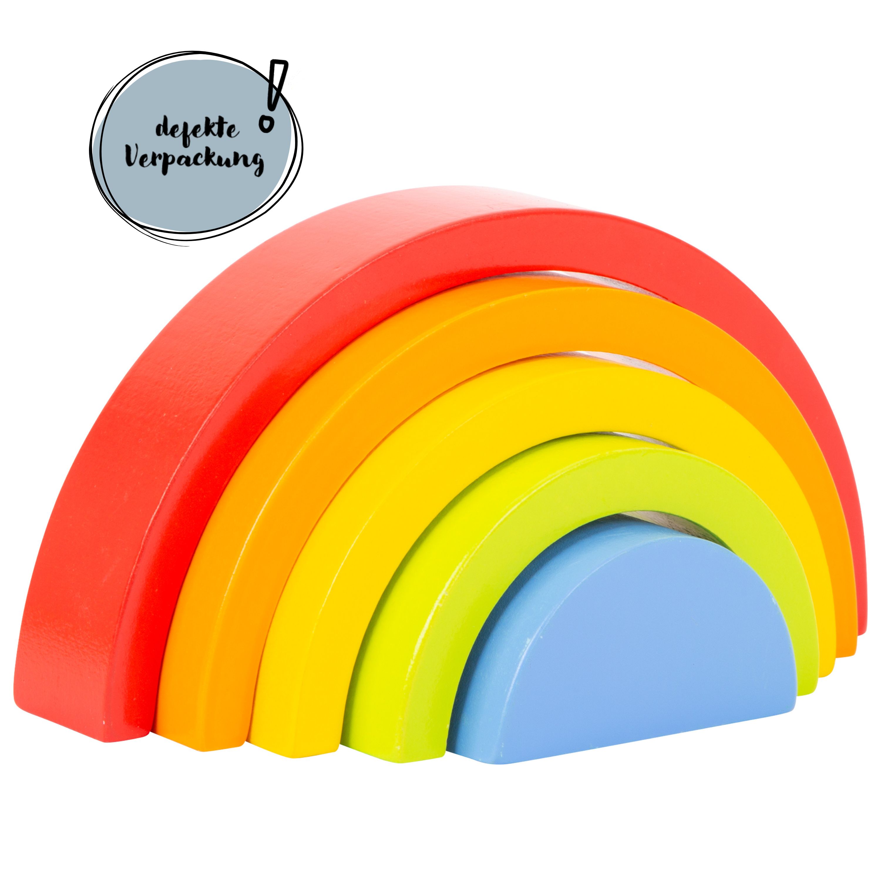 Holzbausteine Regenbogen für Kinder mit defekter Verpackung