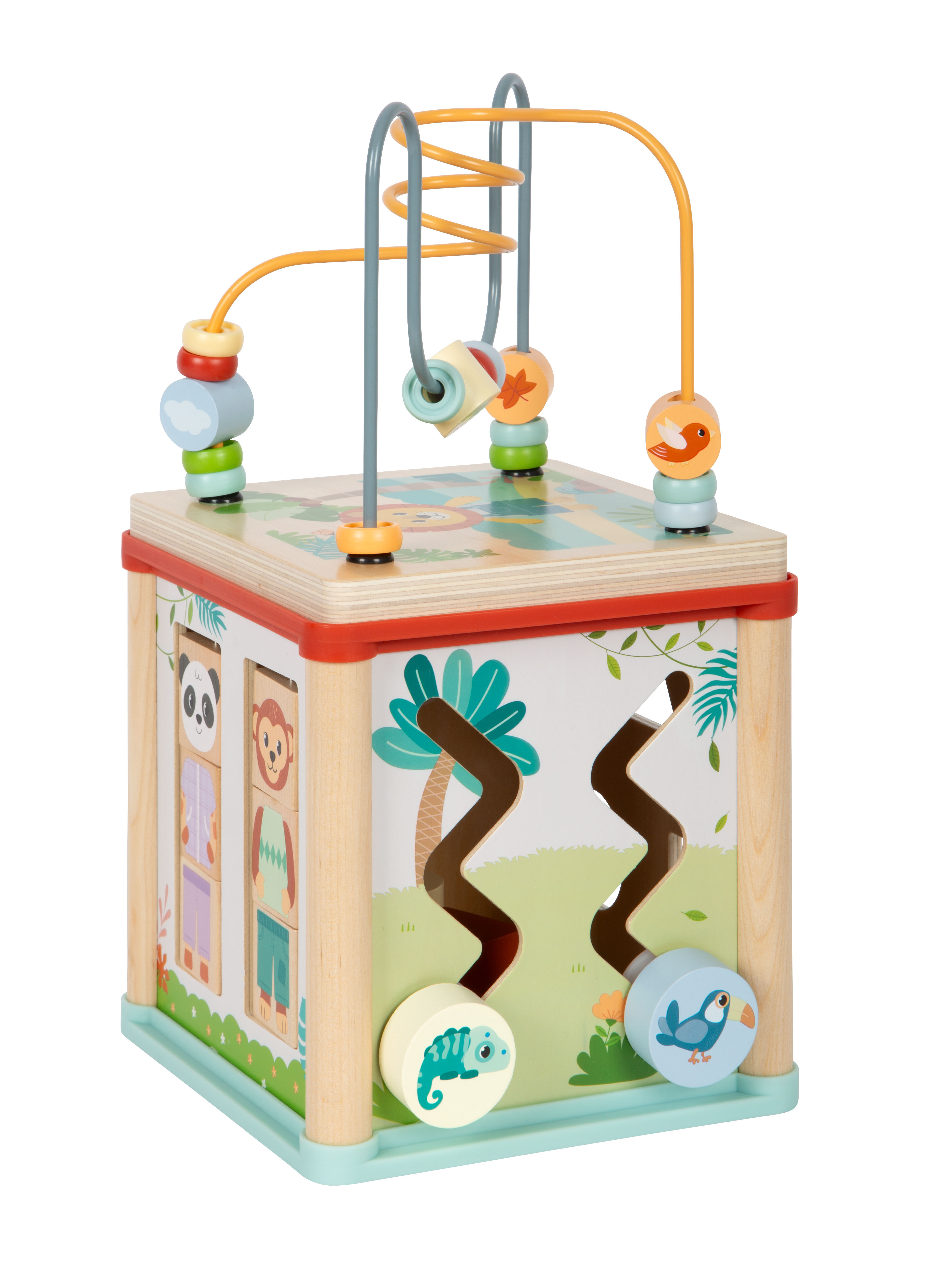 Motorikwürfel Schiebeelemente: Tukan, Chamäleon