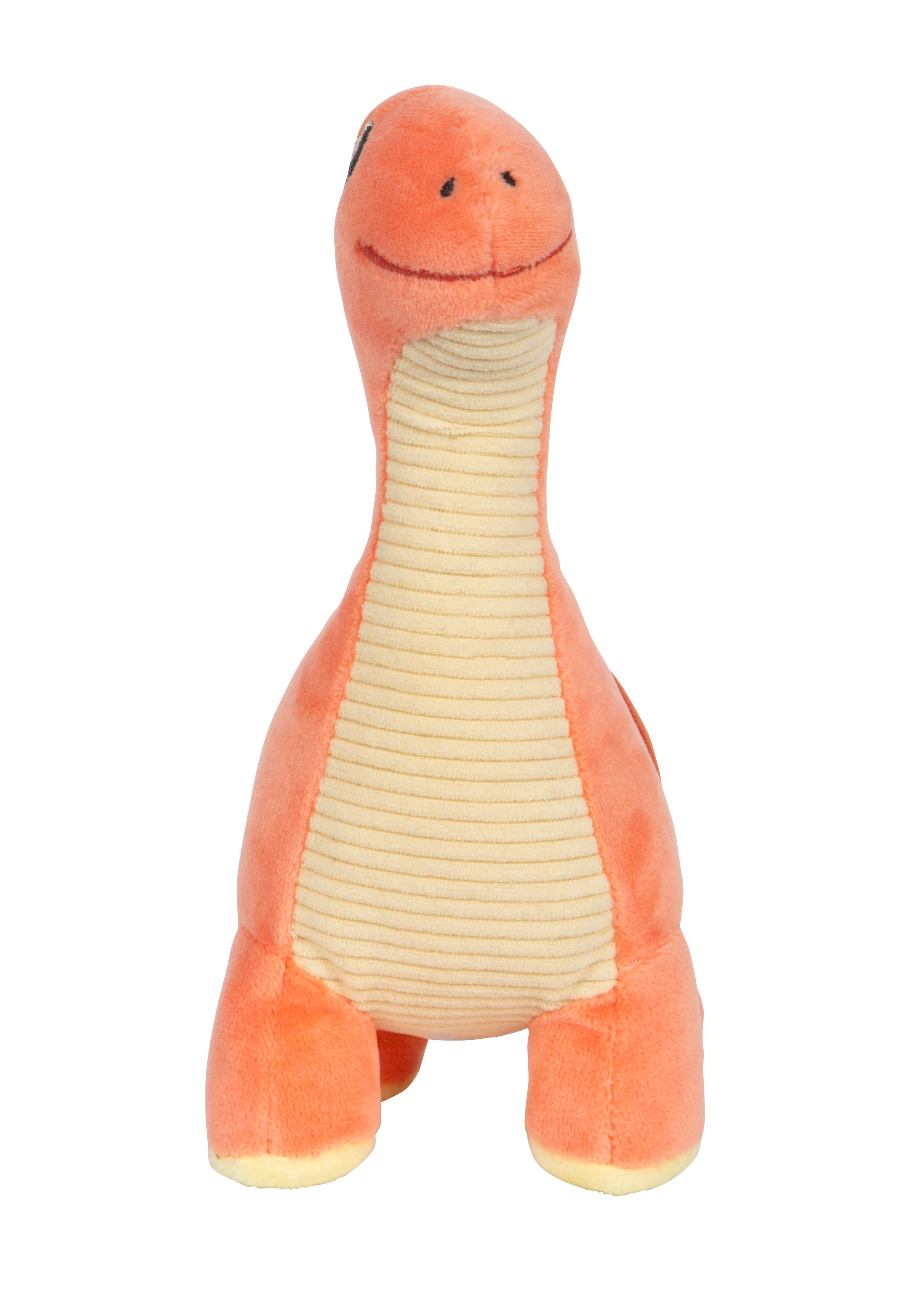 Frontansicht roter Plüsch-Dinosaurier
