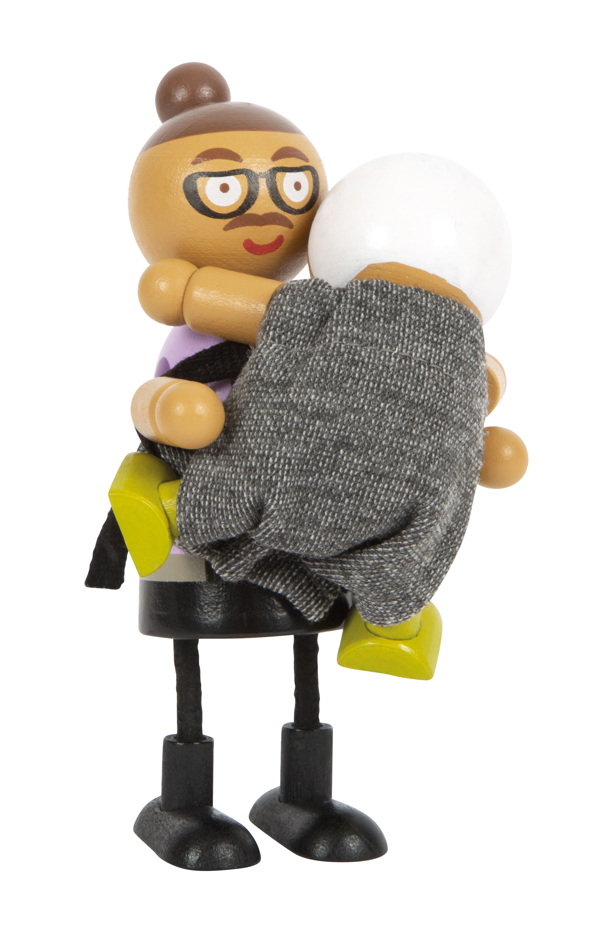 Biegepüppchen aus Holz mit Babytrage