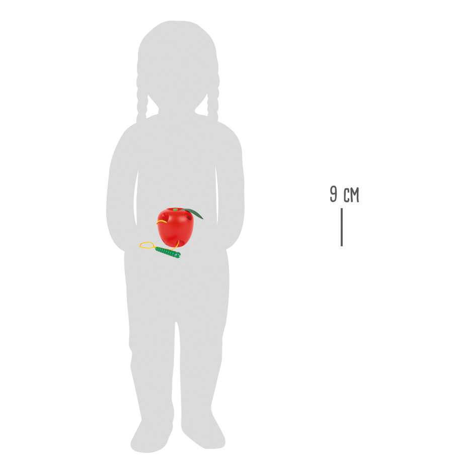 Fädelspiel Apfel und Wurm für Kinder