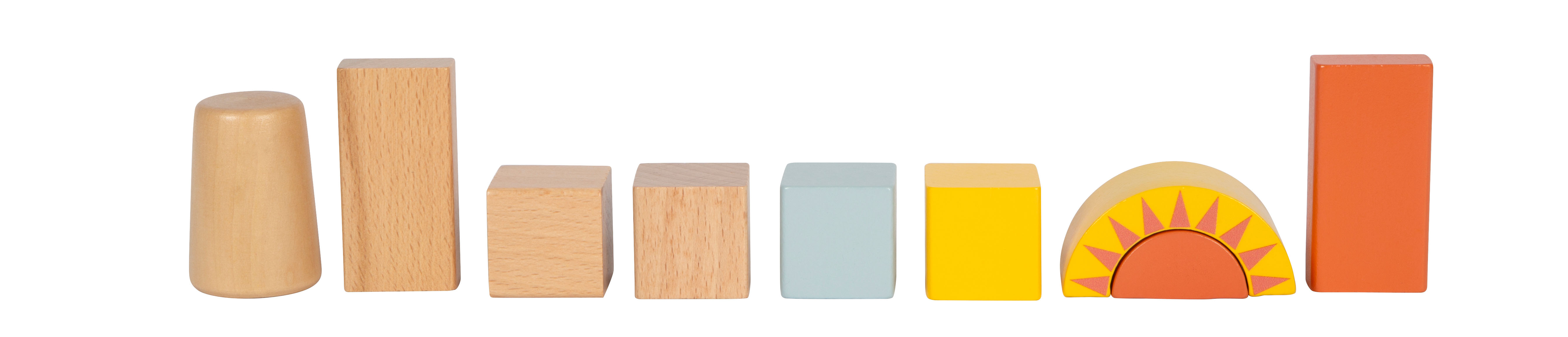 Farbige und naturbelassene Bausteine für Kinder