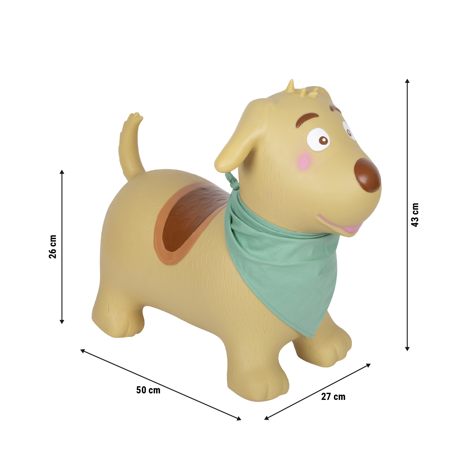 Größenskizze von Hüpf-Hund für Kinder