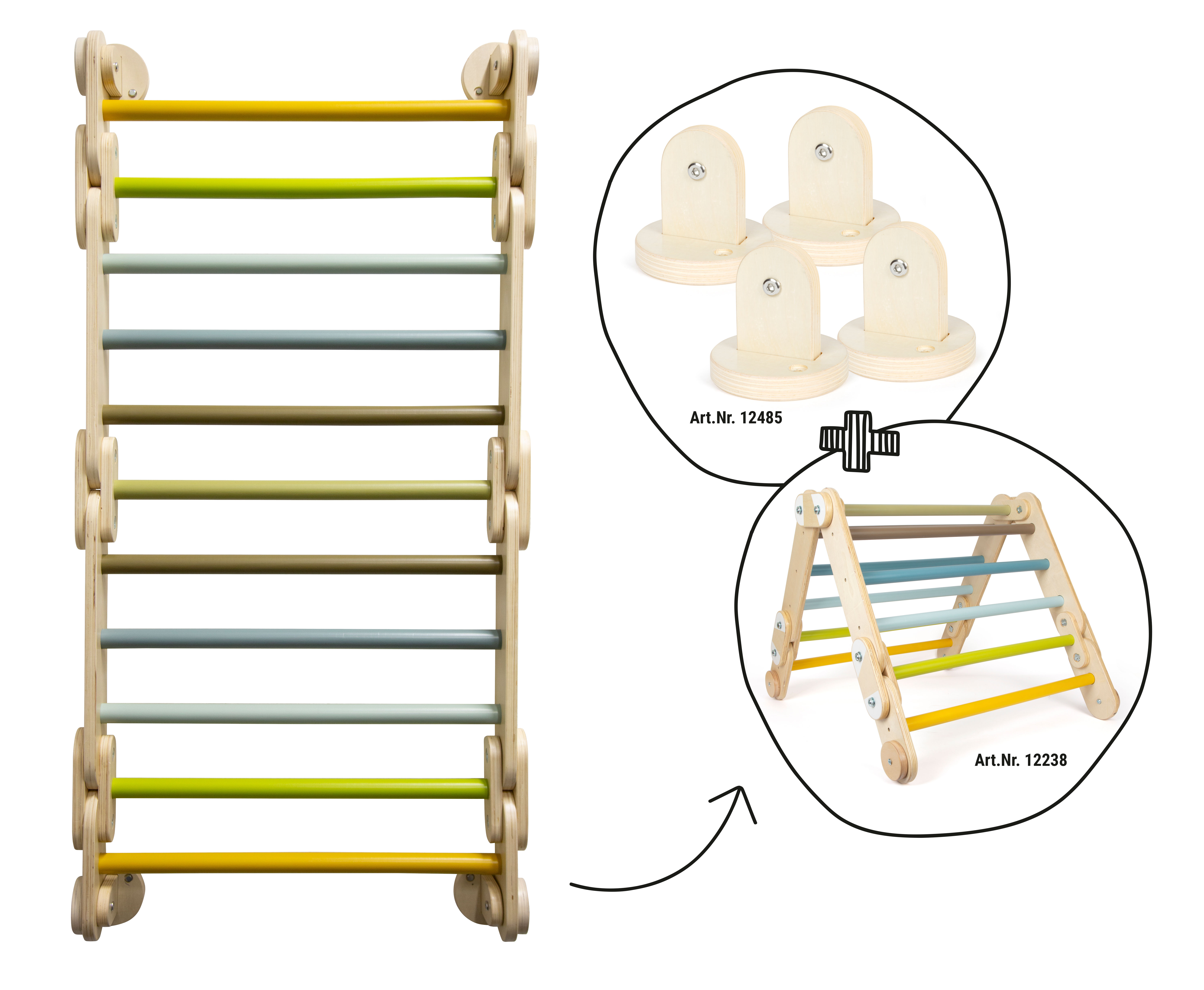 Sprossenwand-Set mit Wandhalterung und Kletterdreieck