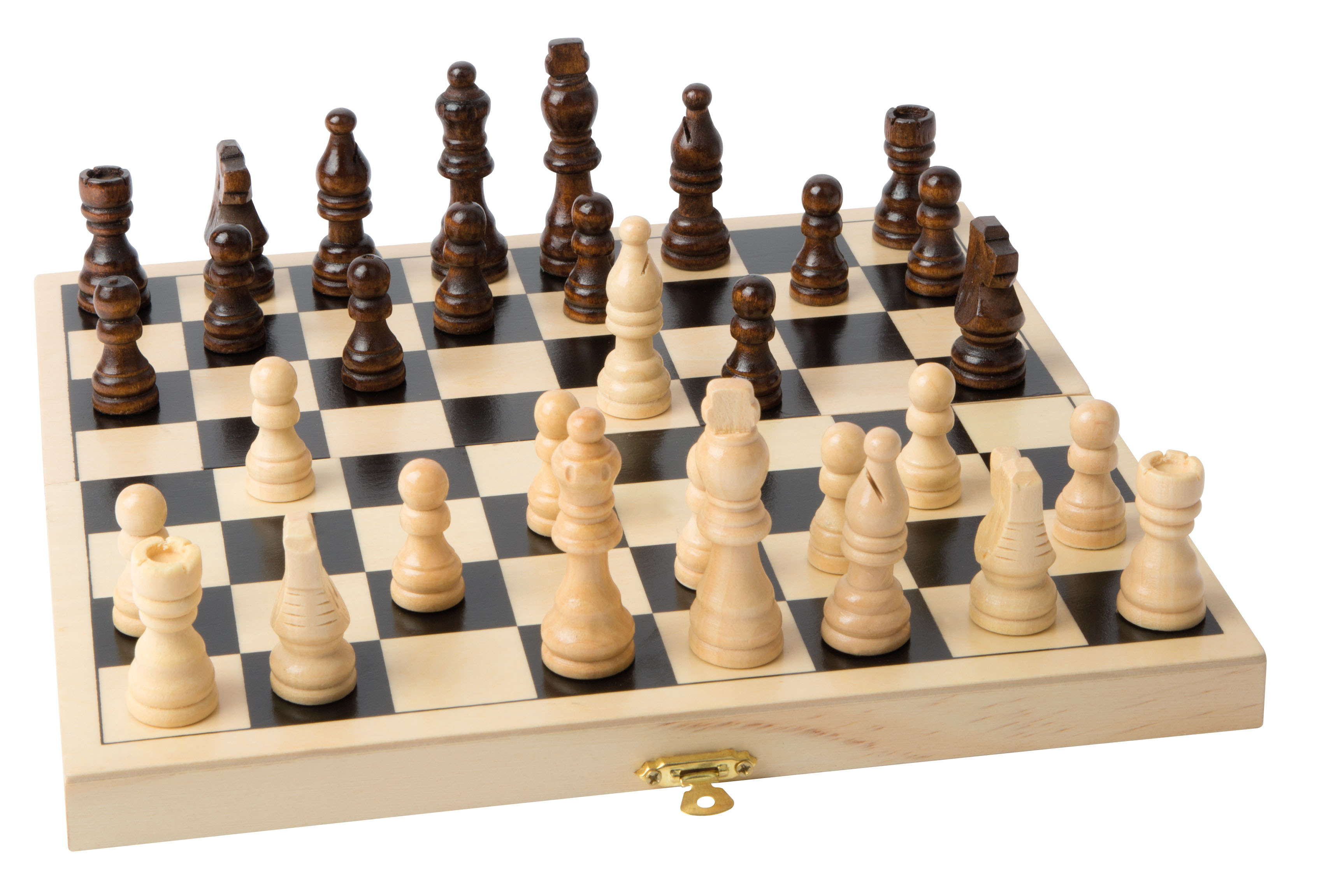 Schachbrett aus Holz mit Figuren