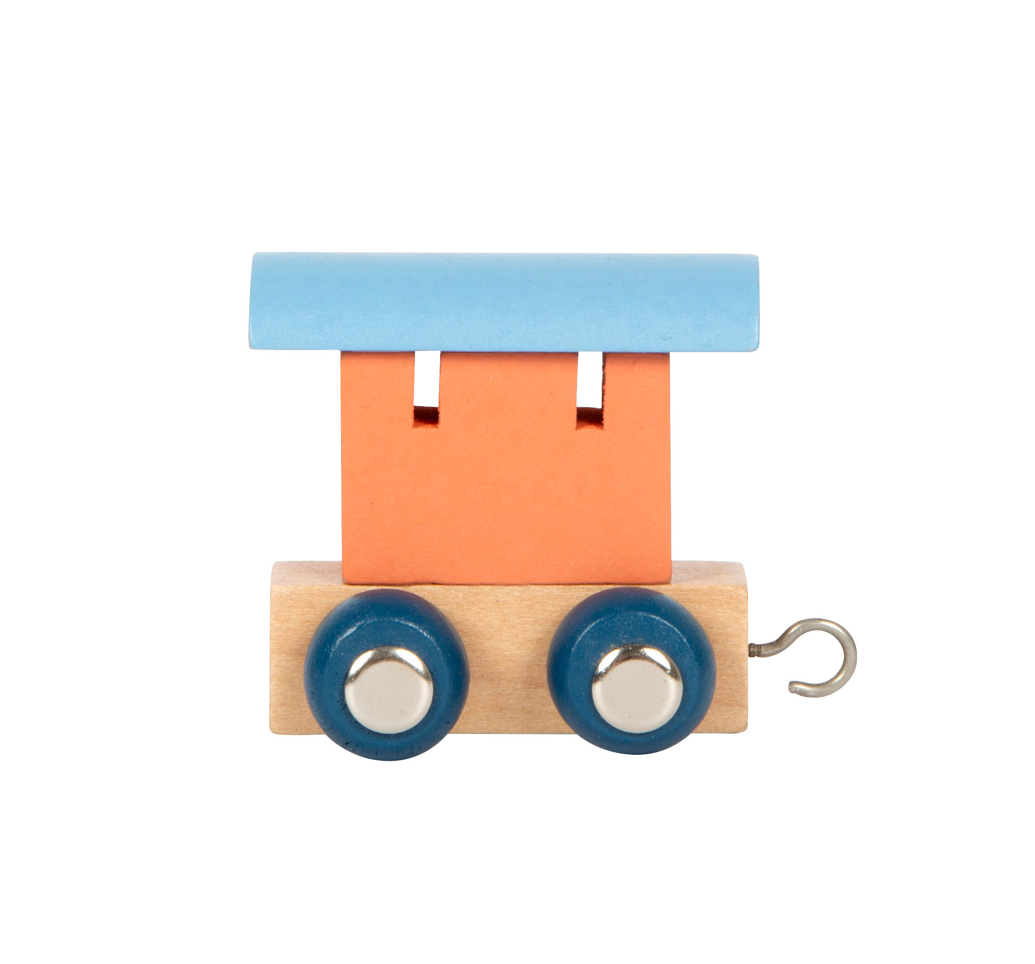 Blau-roter Buchstabenzug Waggon aus Holz