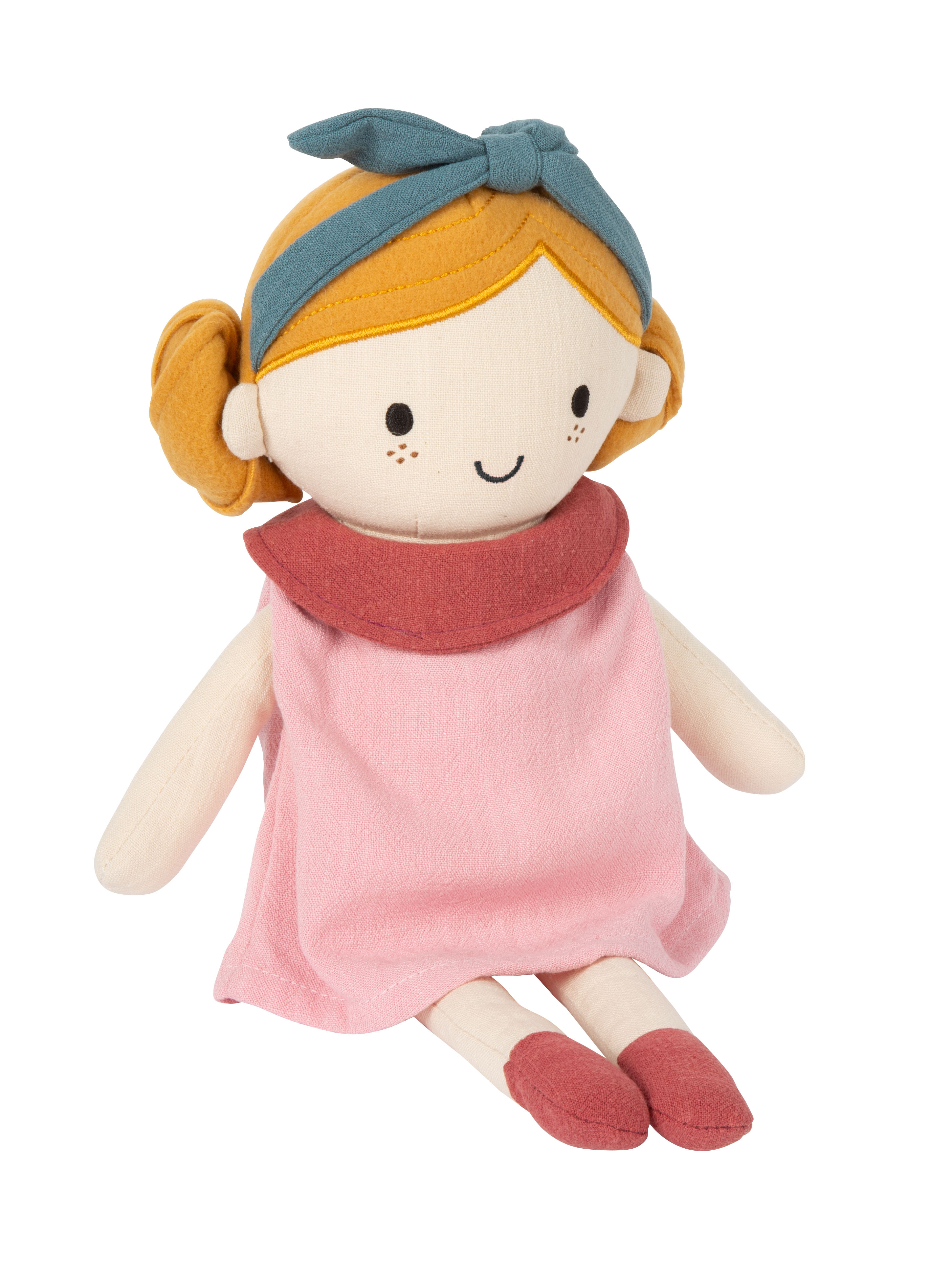 Stoffpuppe mit rosa Kleid