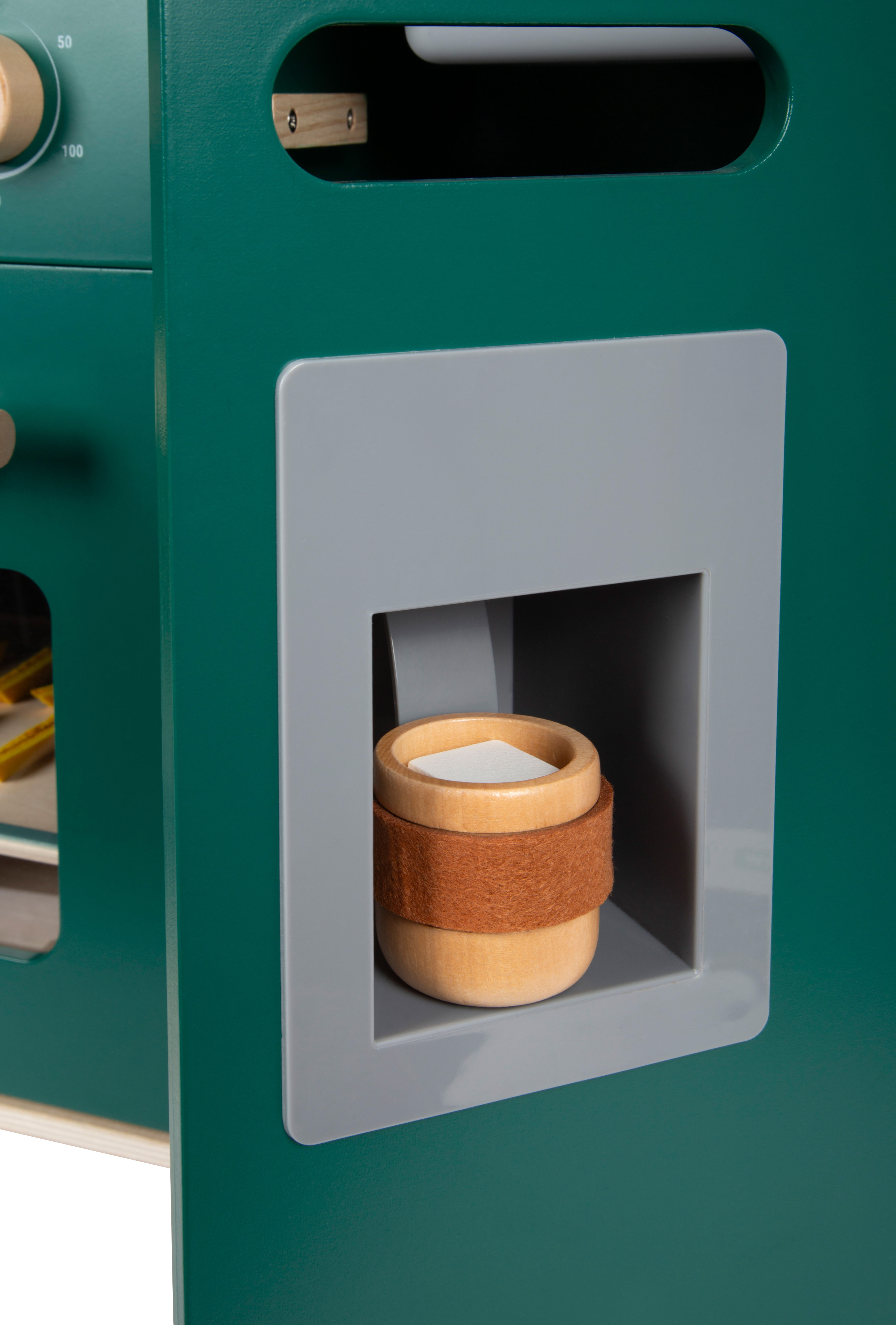 Kinderküche und Bistro mit Eiswürfelspender, Becher und Kühlschrank