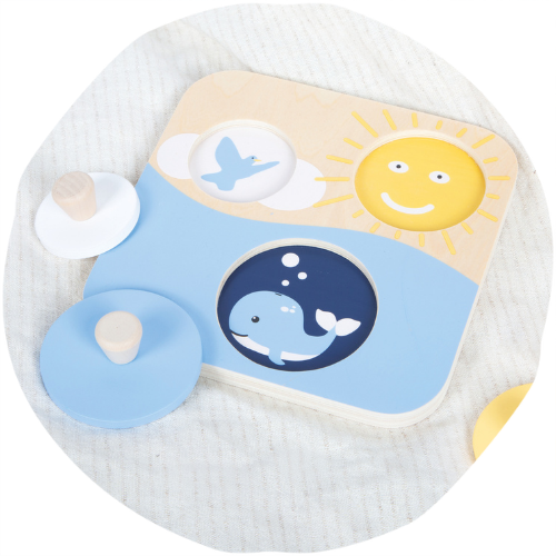 puzzle, Baby, Holz, Sonne, Wal, Meer, Denkspiel, Spielzeug, Kreise, Blöcke