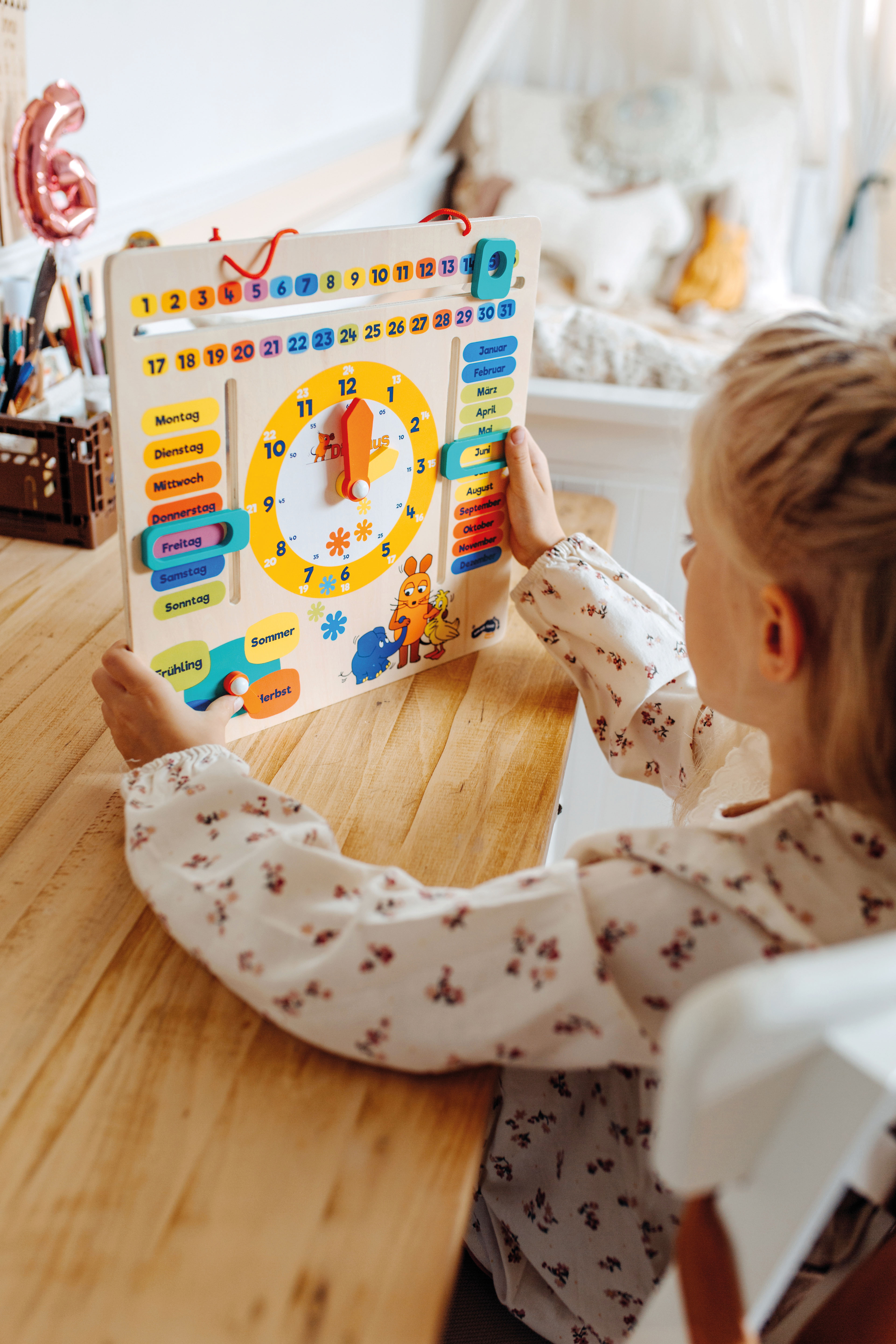 Die Maus Lernuhr mit Kalender für Kinder