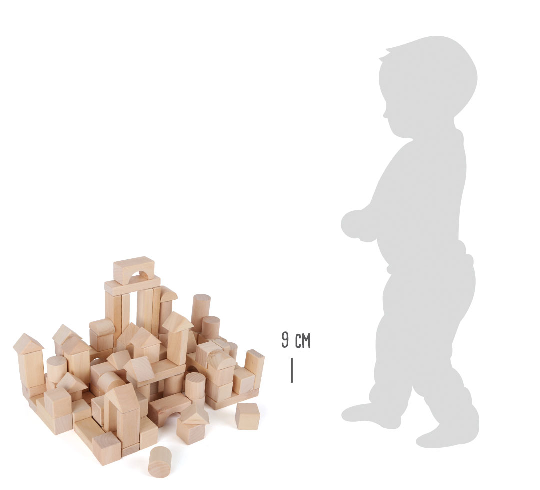 Holzbausteine Natur 100er-Pack im Beutel für Kinder