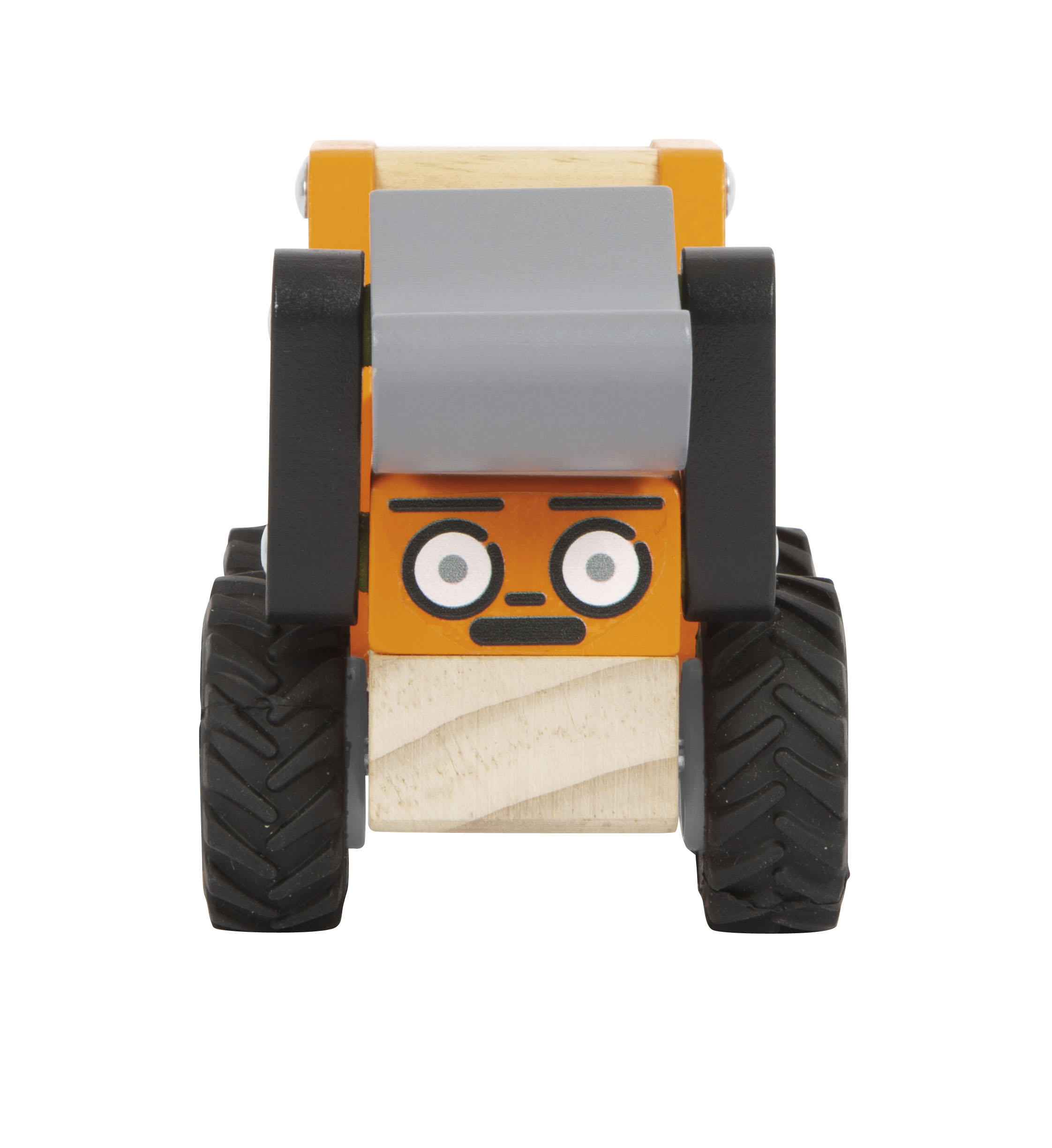 Holzauto, Kleiner Wagen, Spielzeug, Gummireifen, orange grau