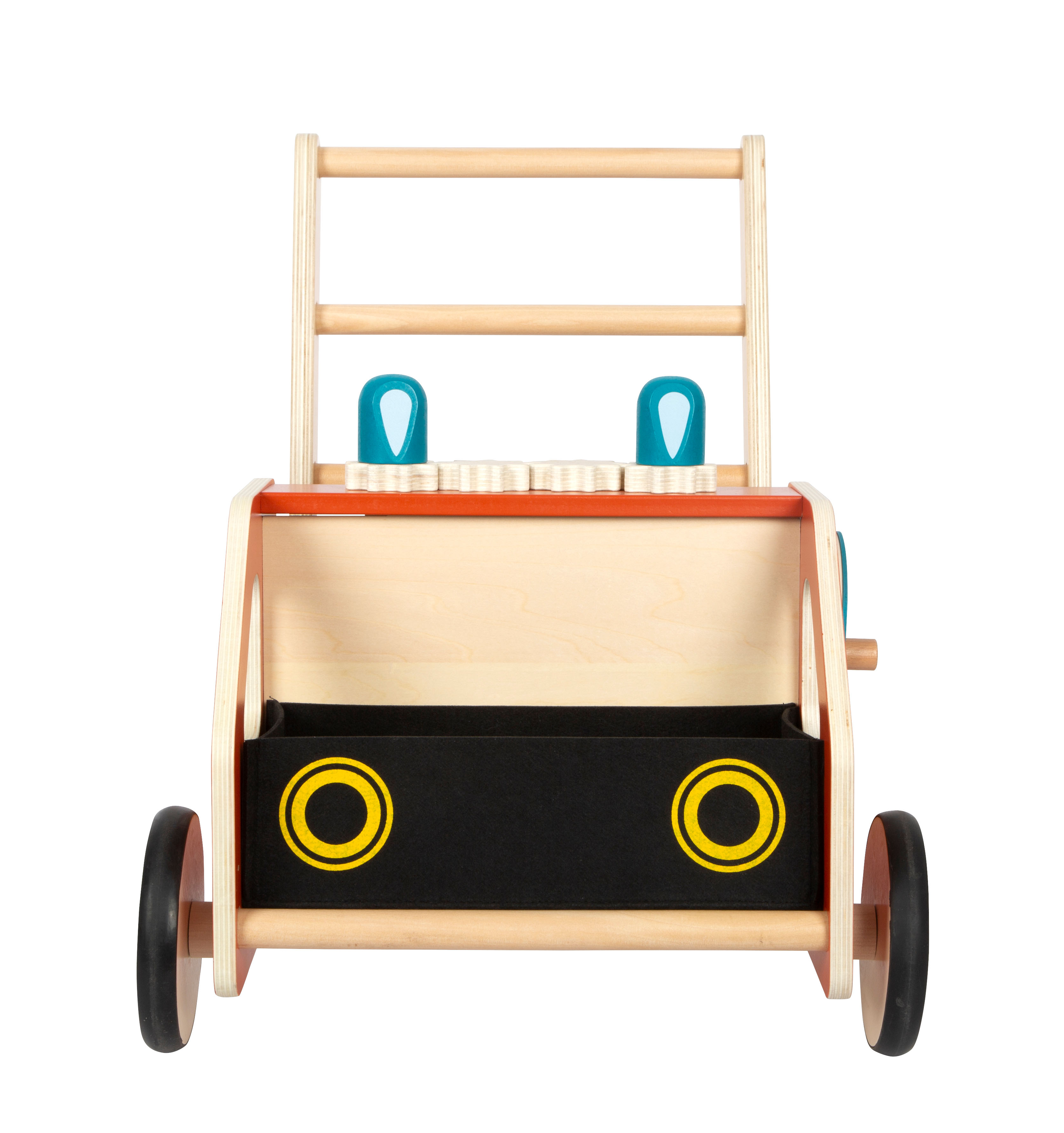 Lauflernwagen aus Holz mit Aufbewahrungskorb