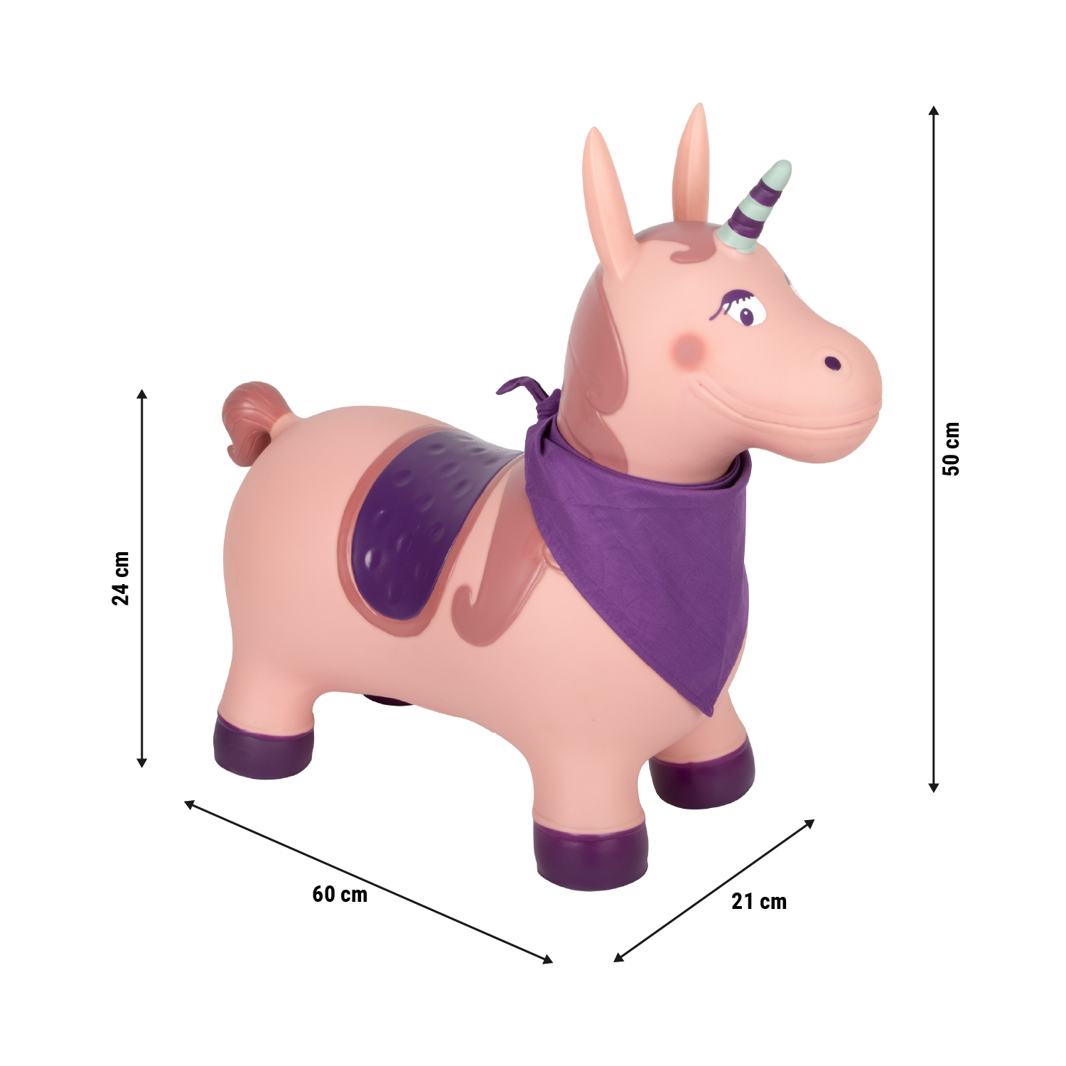 Größenskizze von Hüpf-Einhorn für Kinder