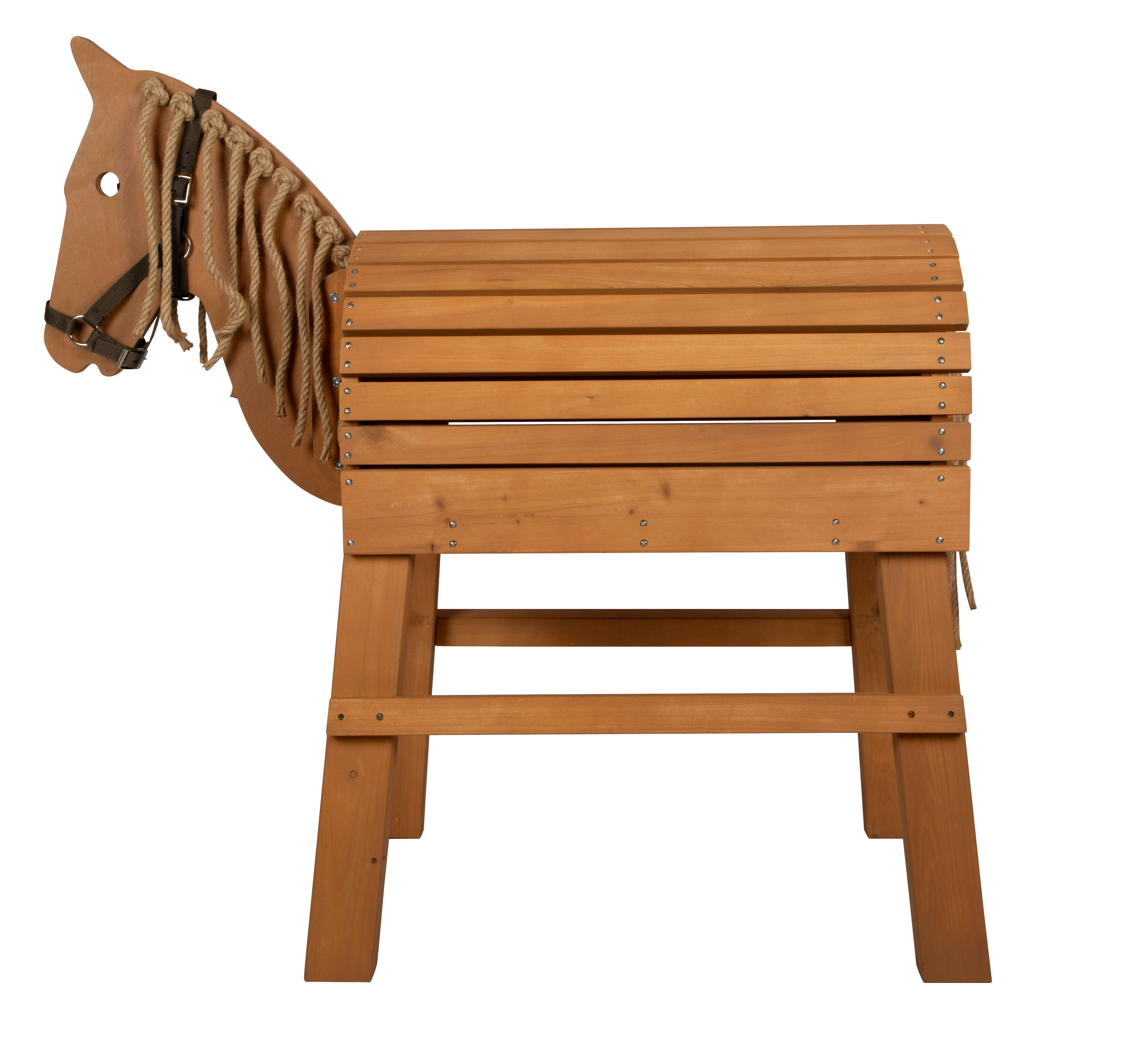 Profilansicht braunes Holzpferd Kopf links