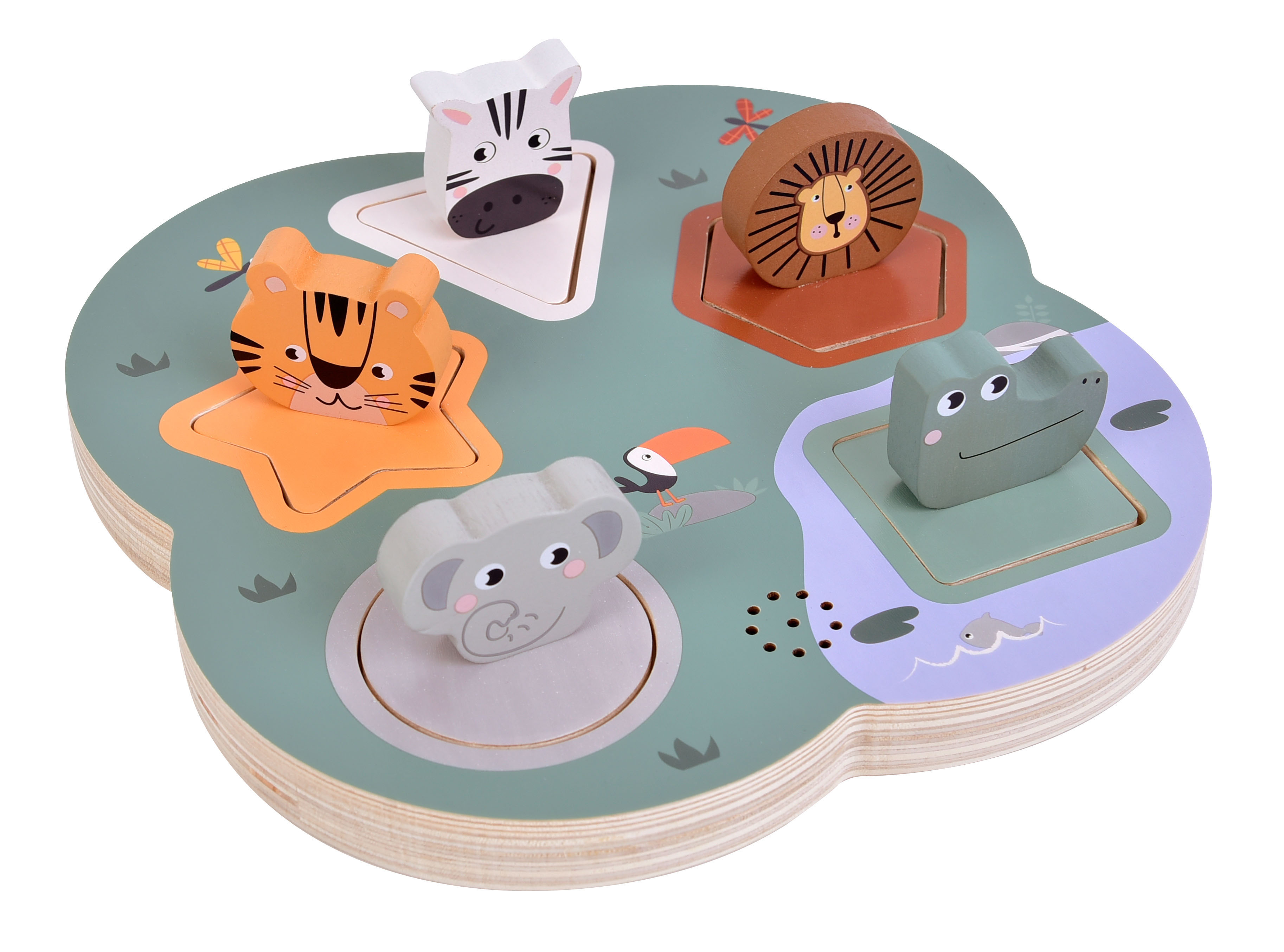 3D-Setzpuzzle Tierlaute: Krokodil, Löwe