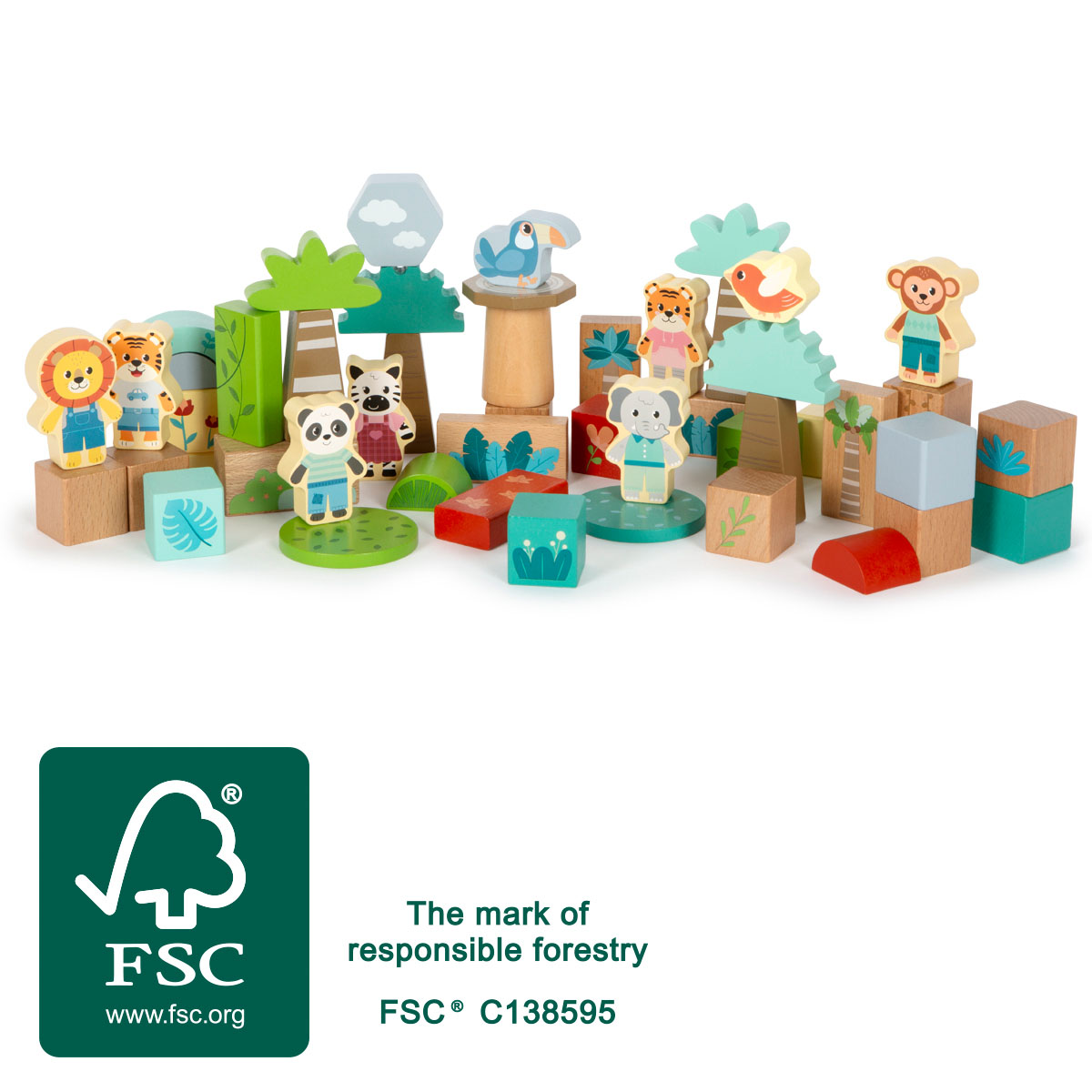 Holzbausteine Jungle & Friends