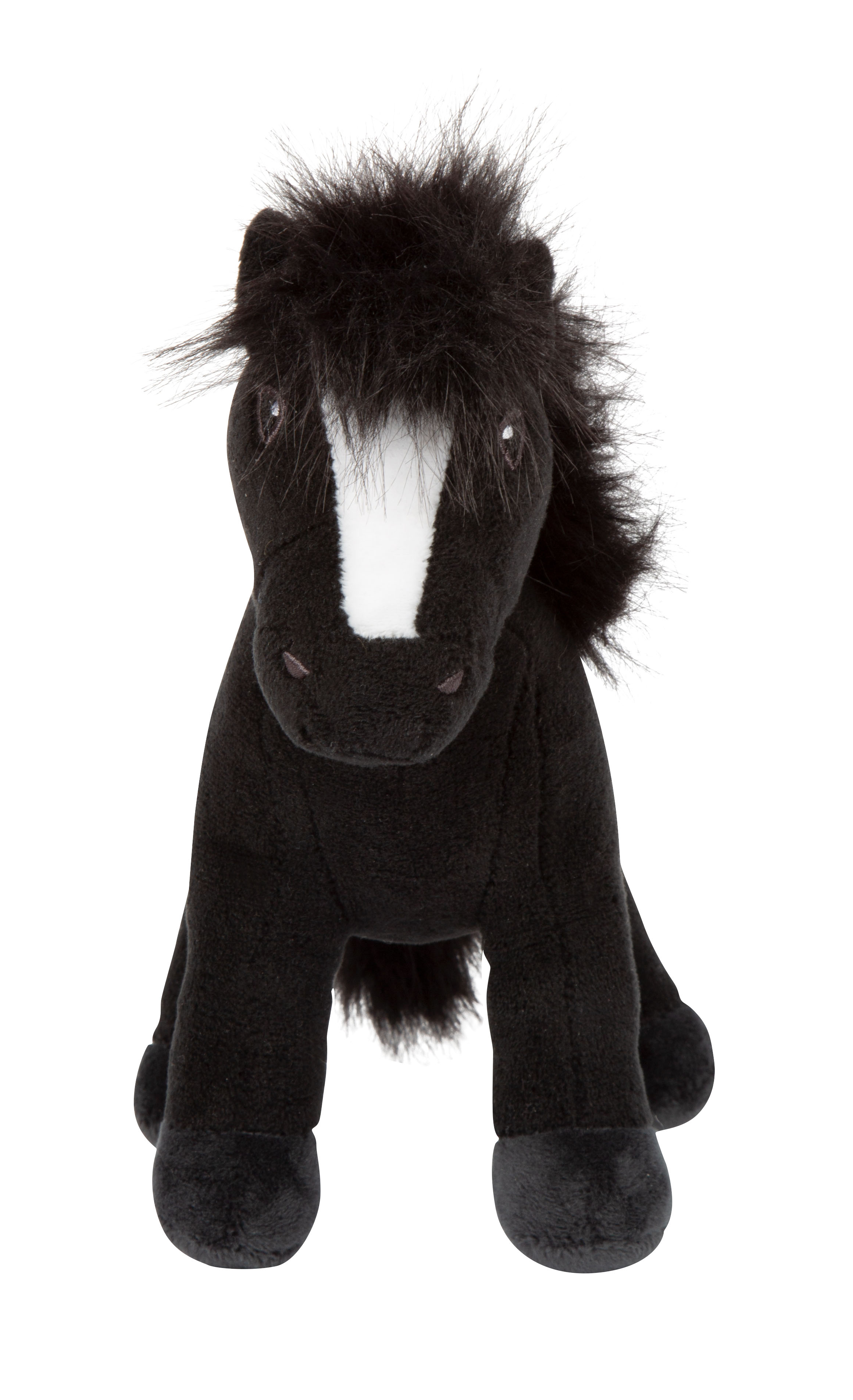 Blacky Plüschpferd schwarz von vorn
