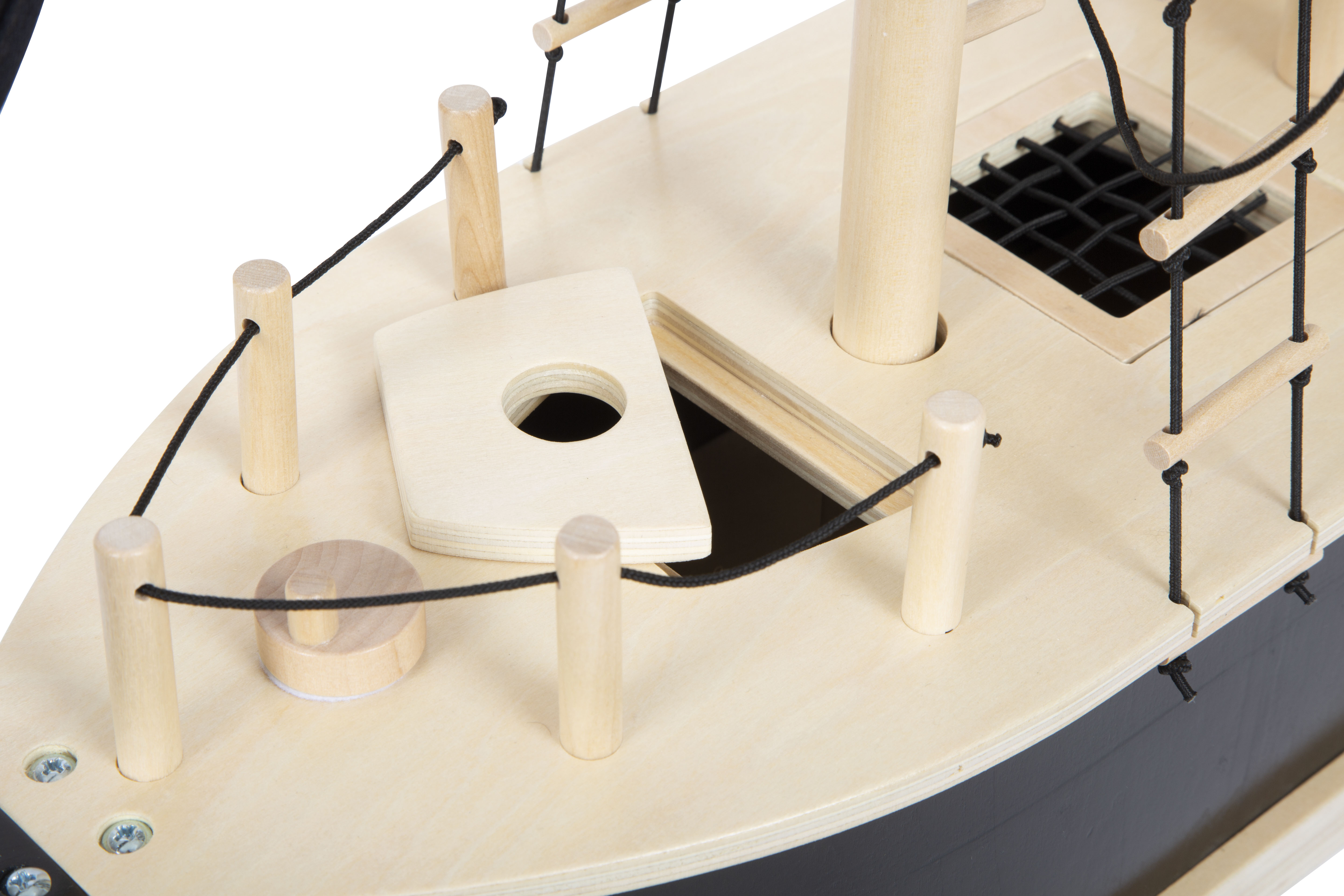 Segelschiff aus Holz zum Spielen mit Unterdeck