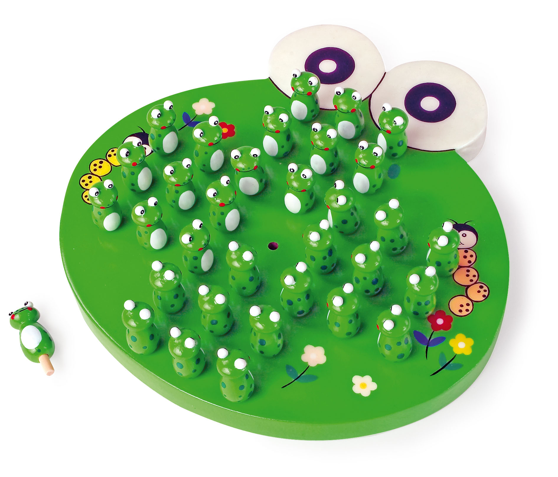 Grünes Kinder-Solitärspiel in Frosch-Form