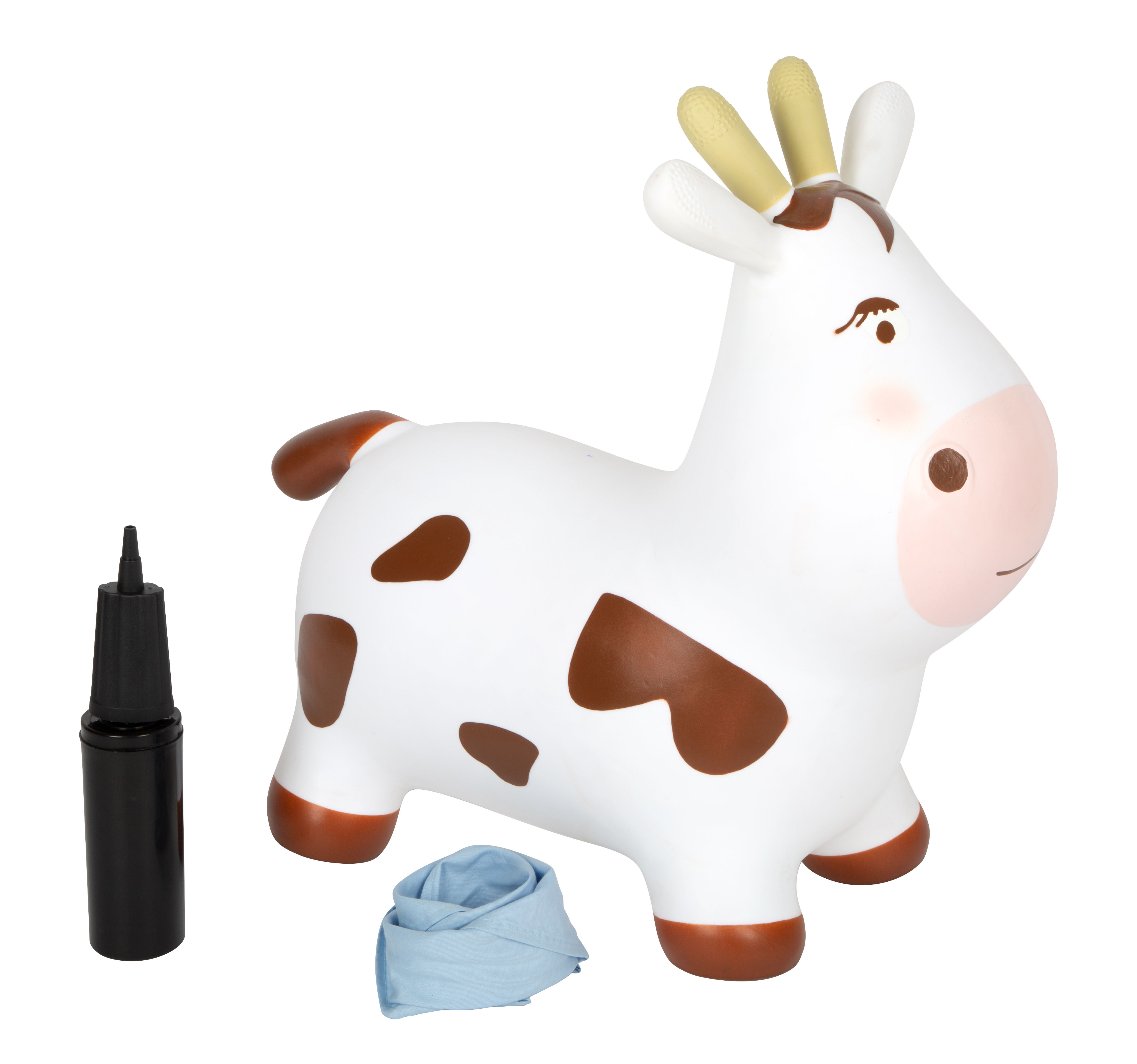 Hüpftier Kuh Zubehör: Luftpumpe, Halstuch