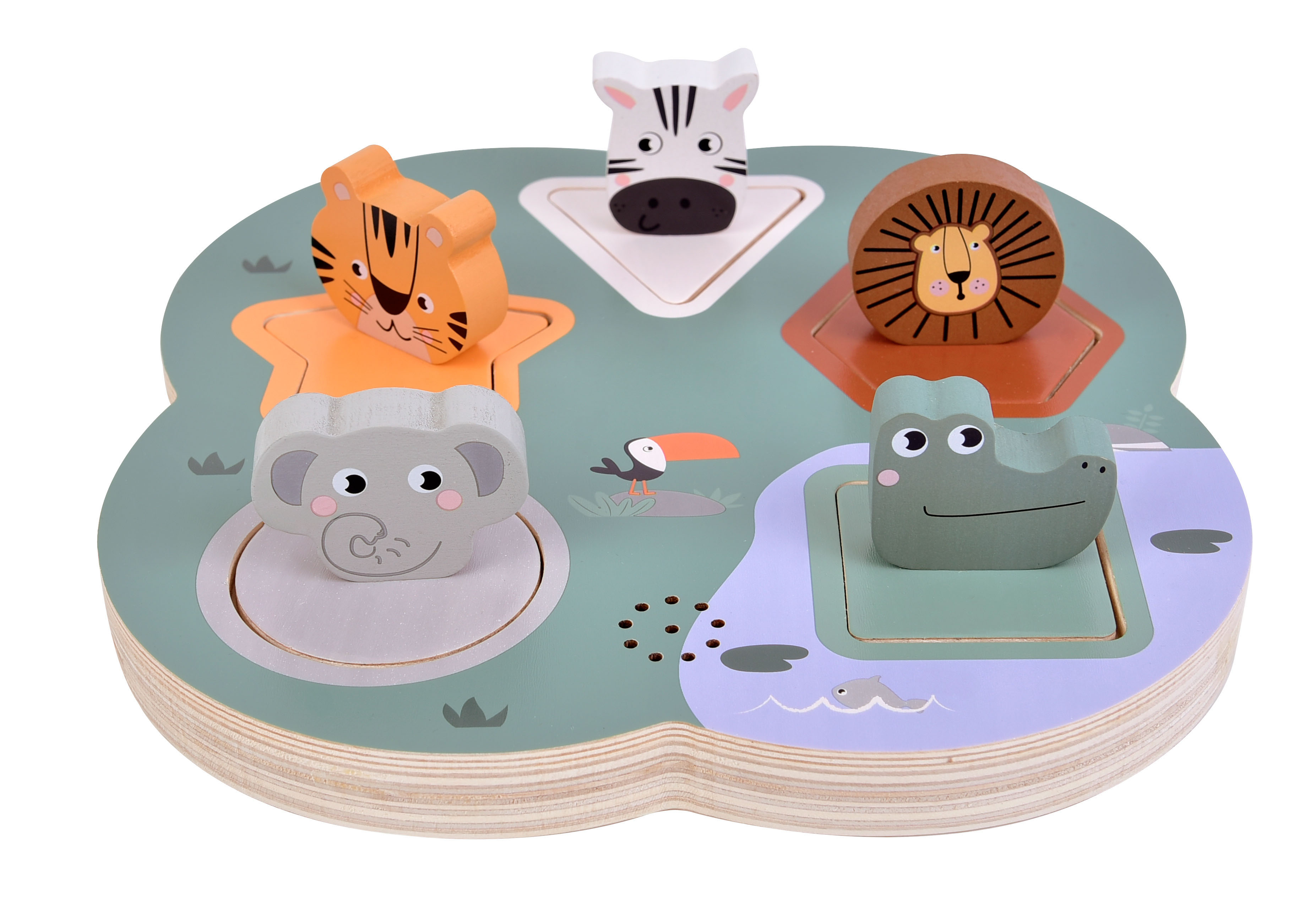 3D-Setzpuzzle Tierlaute: Elefant, Zebra