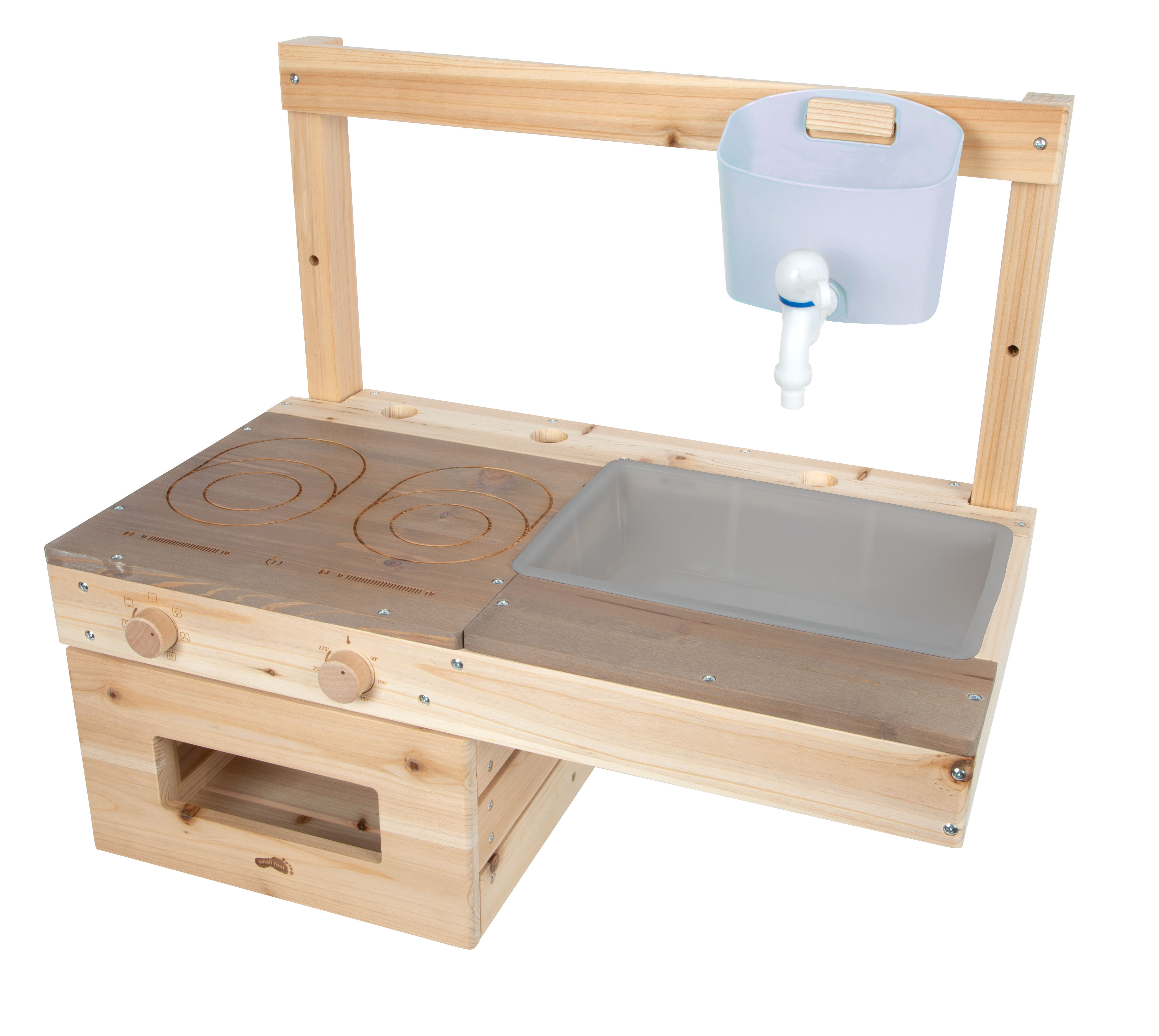 Waschbecken mit Wasserhahn von Kinder-Matschküche aus Holz