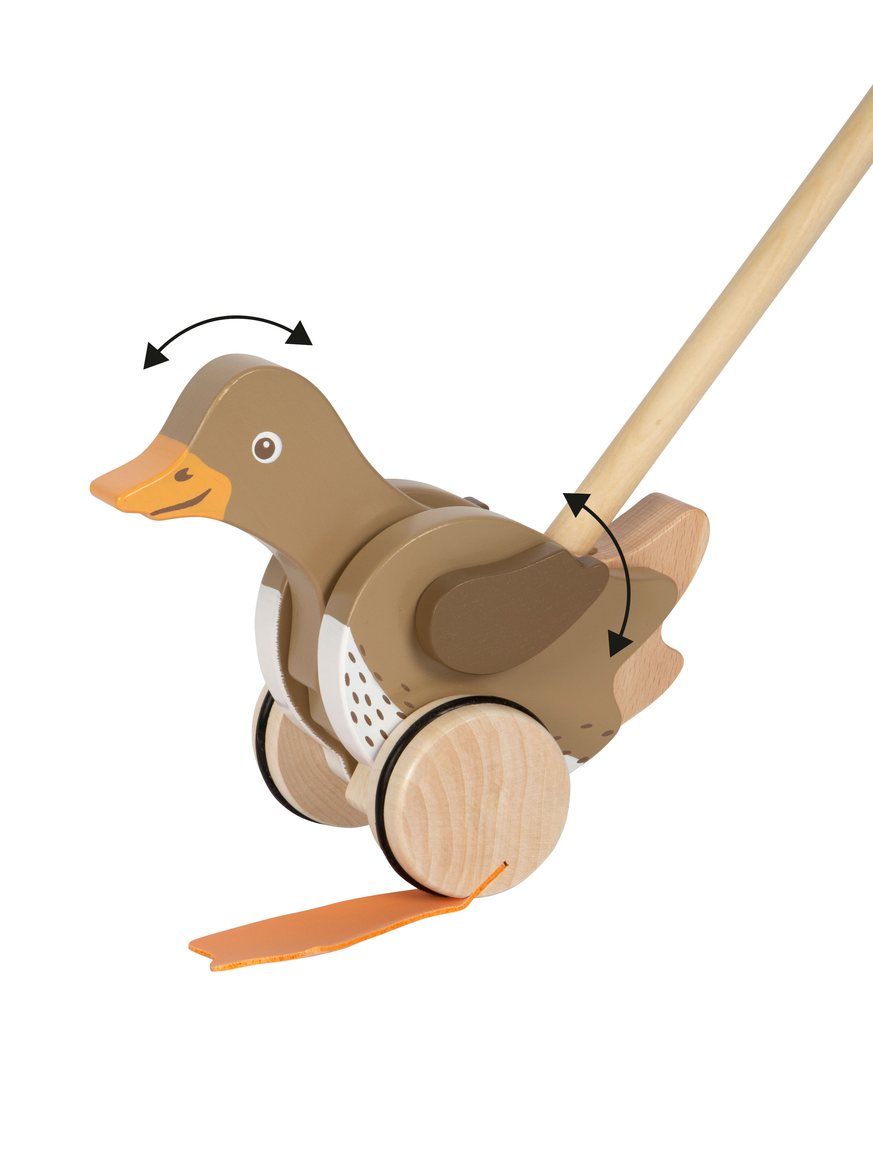 Schiebetier Ente mit beweglichem Kopf für Kinder