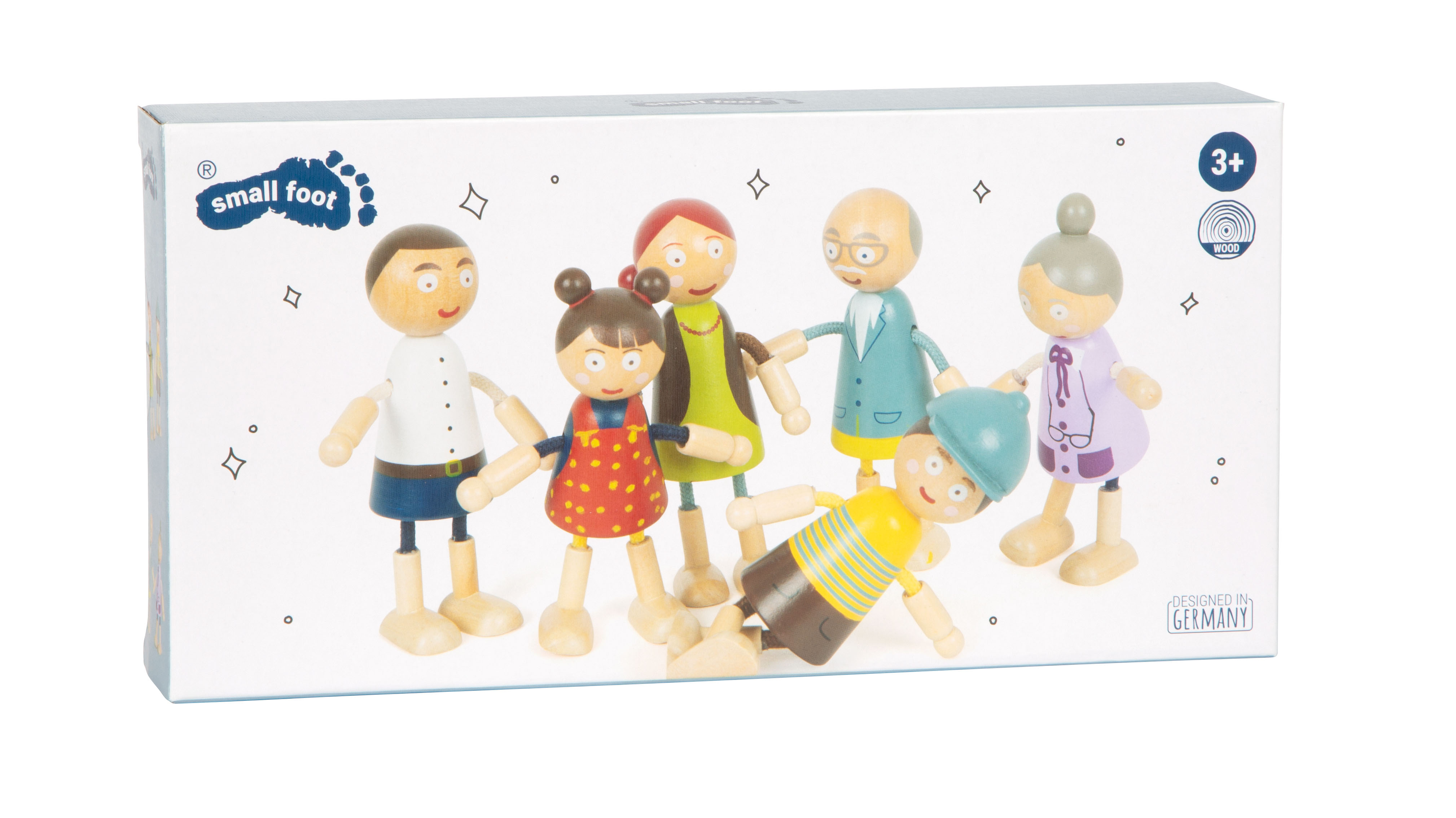 Biegepuppen-Familie aus Holz für Kinder