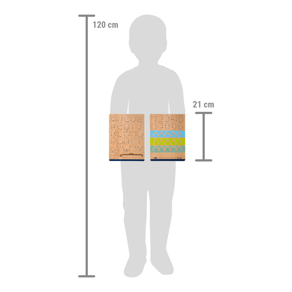 Maßstabsskizze vom Schreibtafel-Set für Erstklässler