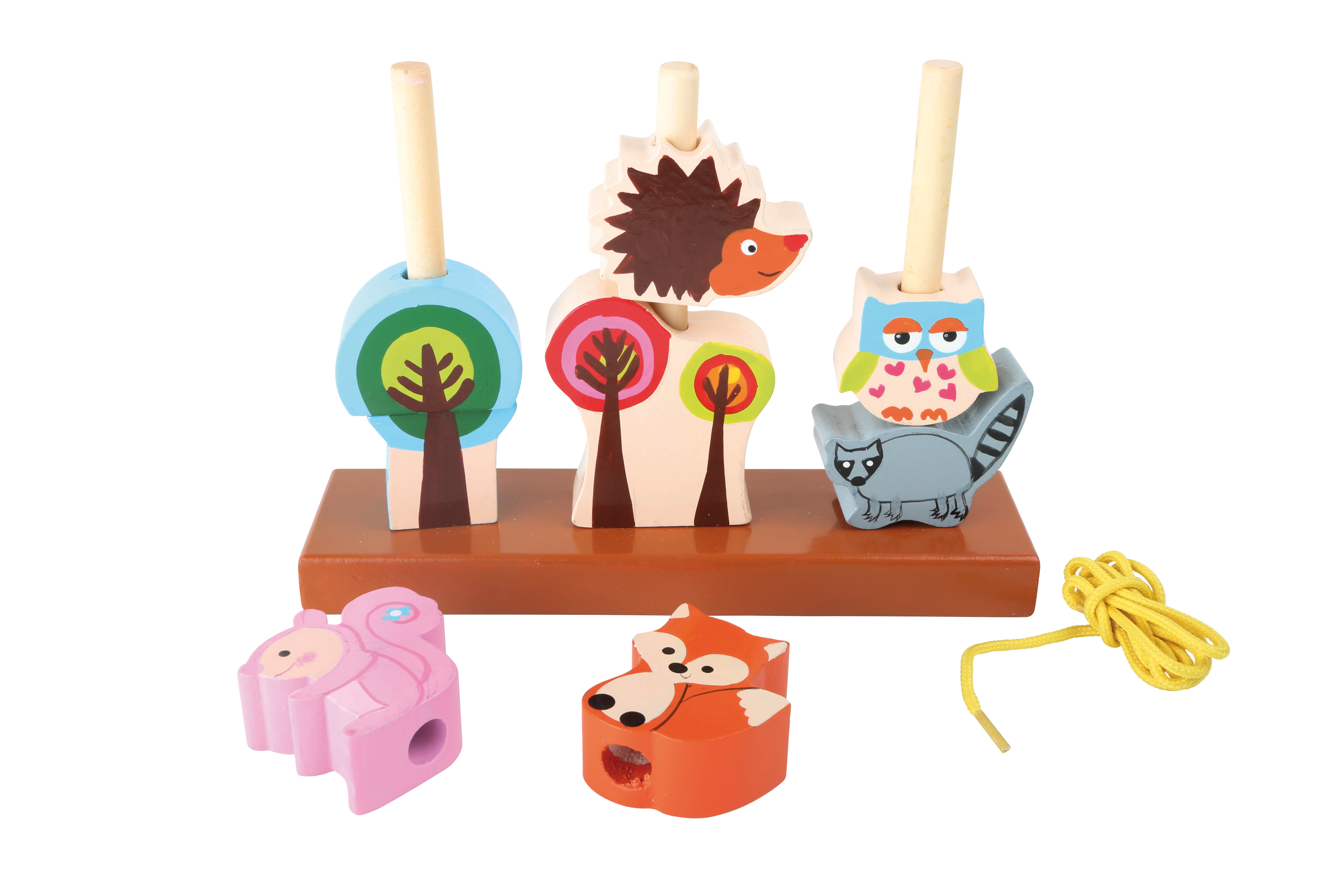 Waldtiere und Gegenstände zum Stecken und Fädeln