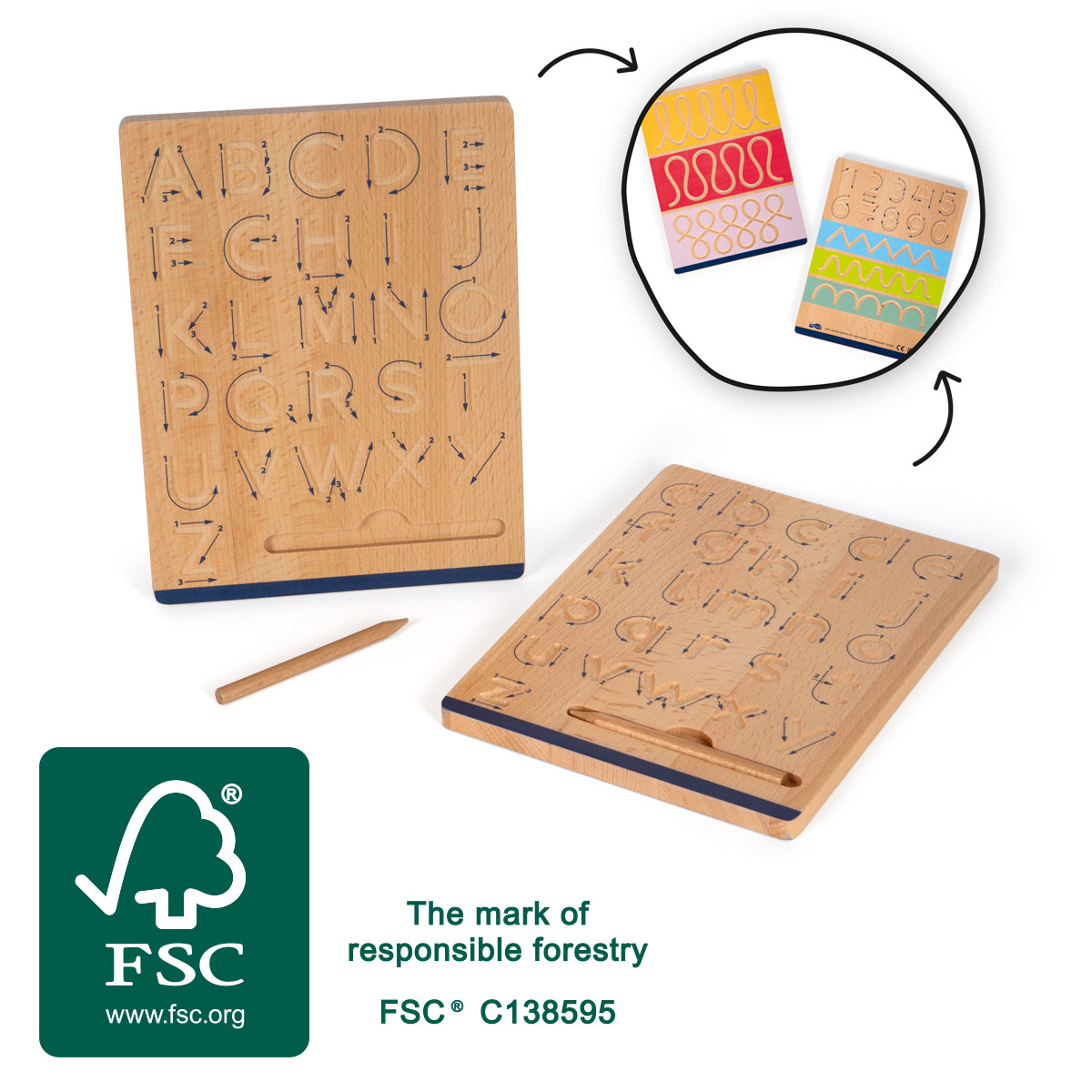 Schreibtafeln aus Holz für Grundschüler