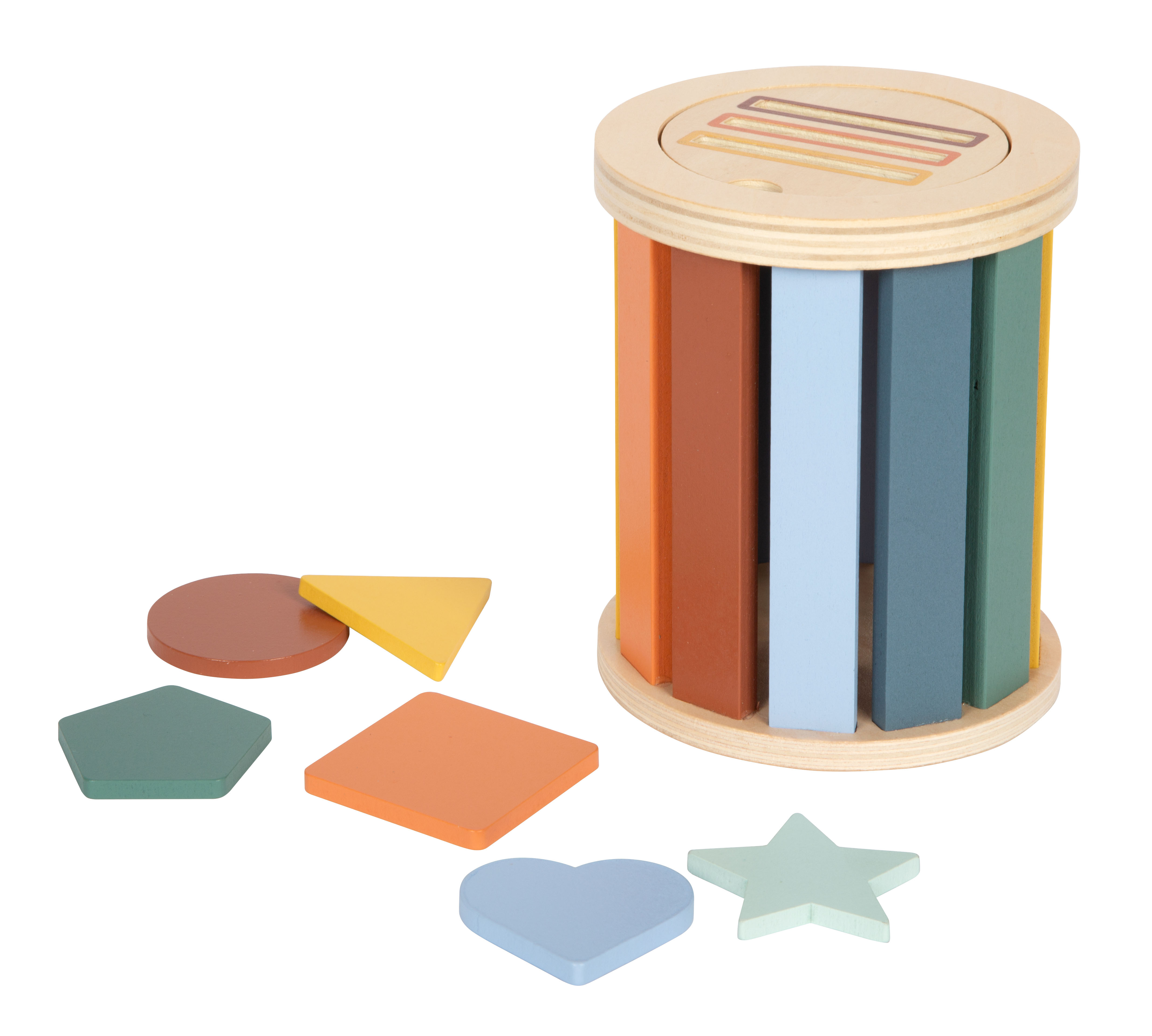 Montessori Steckspiel mit sechs bunten Formen aus Holz