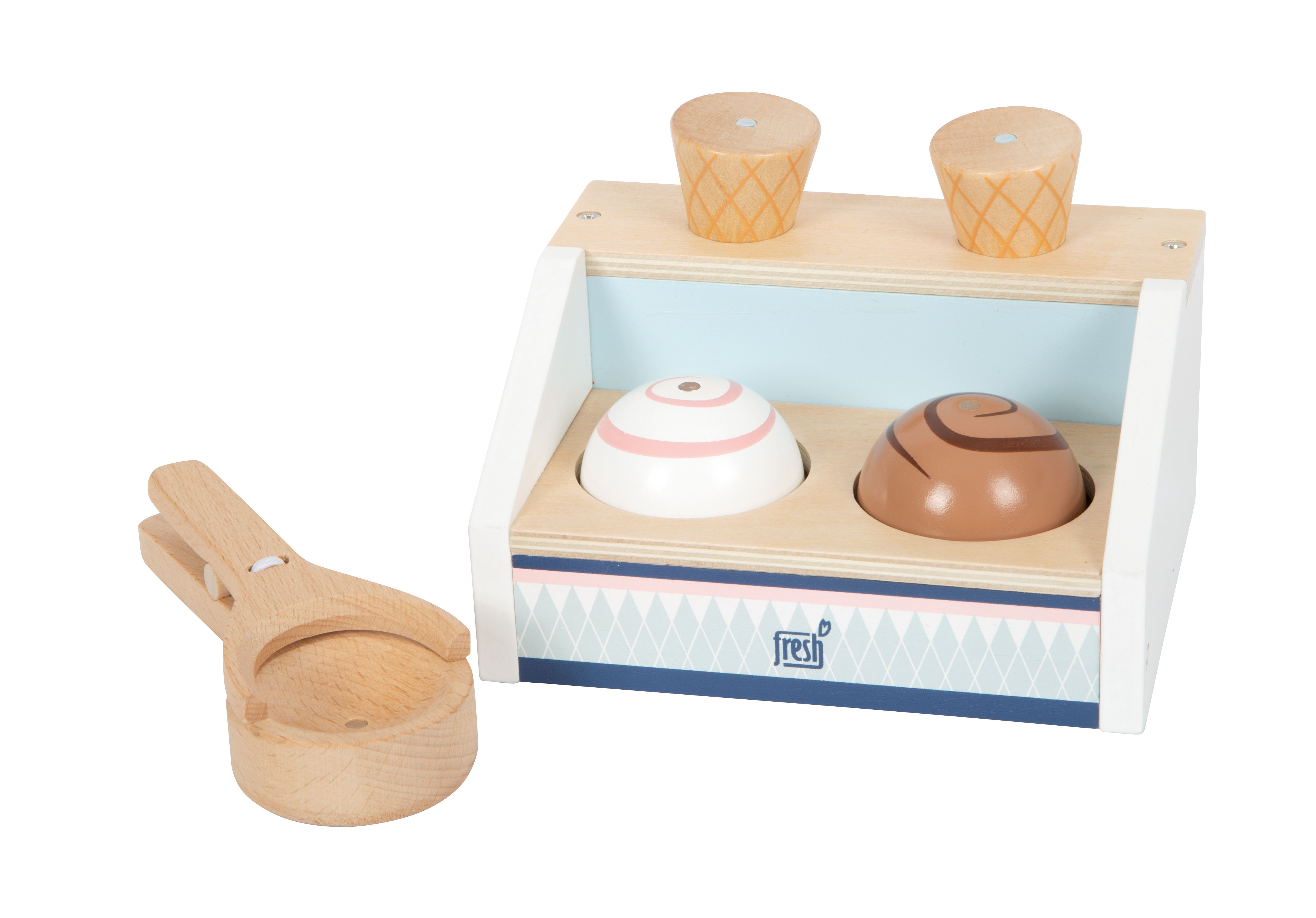 Mädchen spielt mit Eistheke Spiel-Set aus Holz