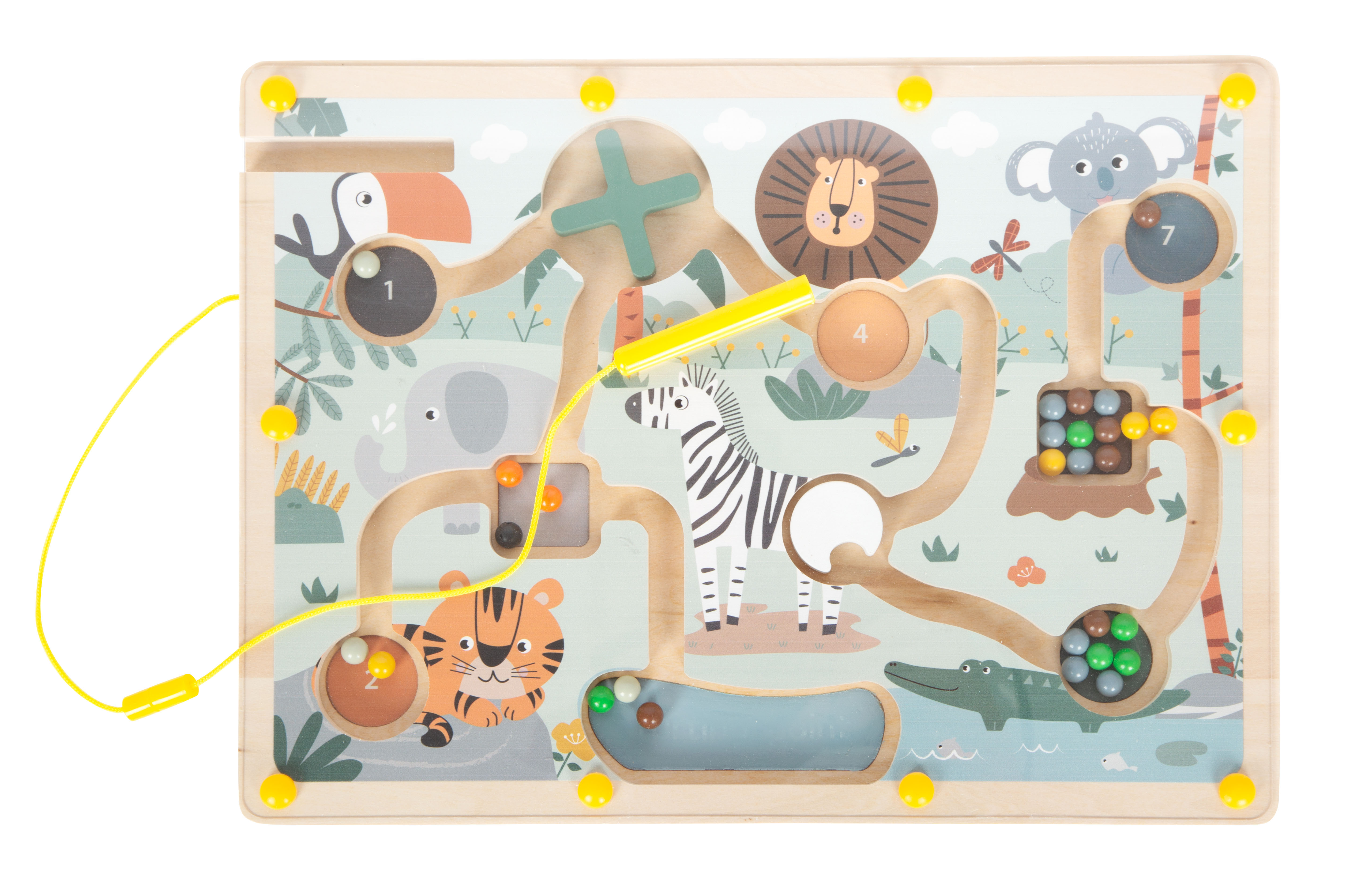 Geduldsspiel Labyrinth mit Safari-Motiven und Magnetstift
