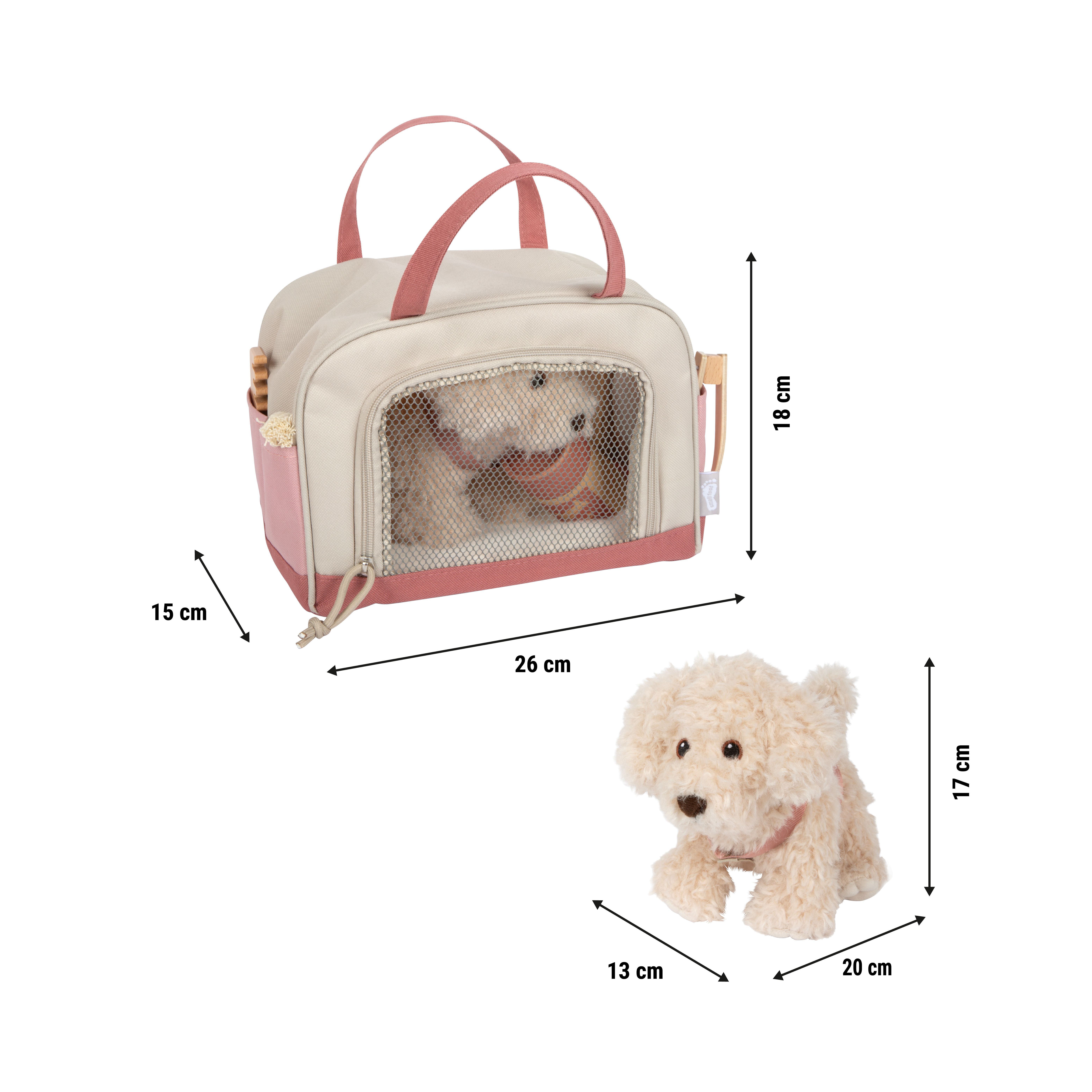 TierTransporttasche, Hundetragetasche, Mesh-Fenster, Beige-Pink, Tragetasche