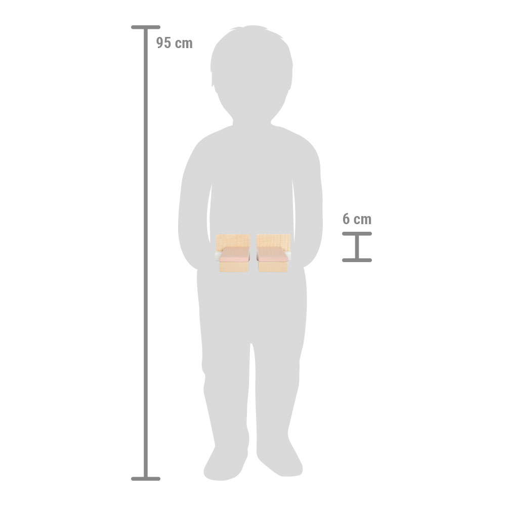 Maßstabsskizze von Puppenhaus-Betten aus Holz