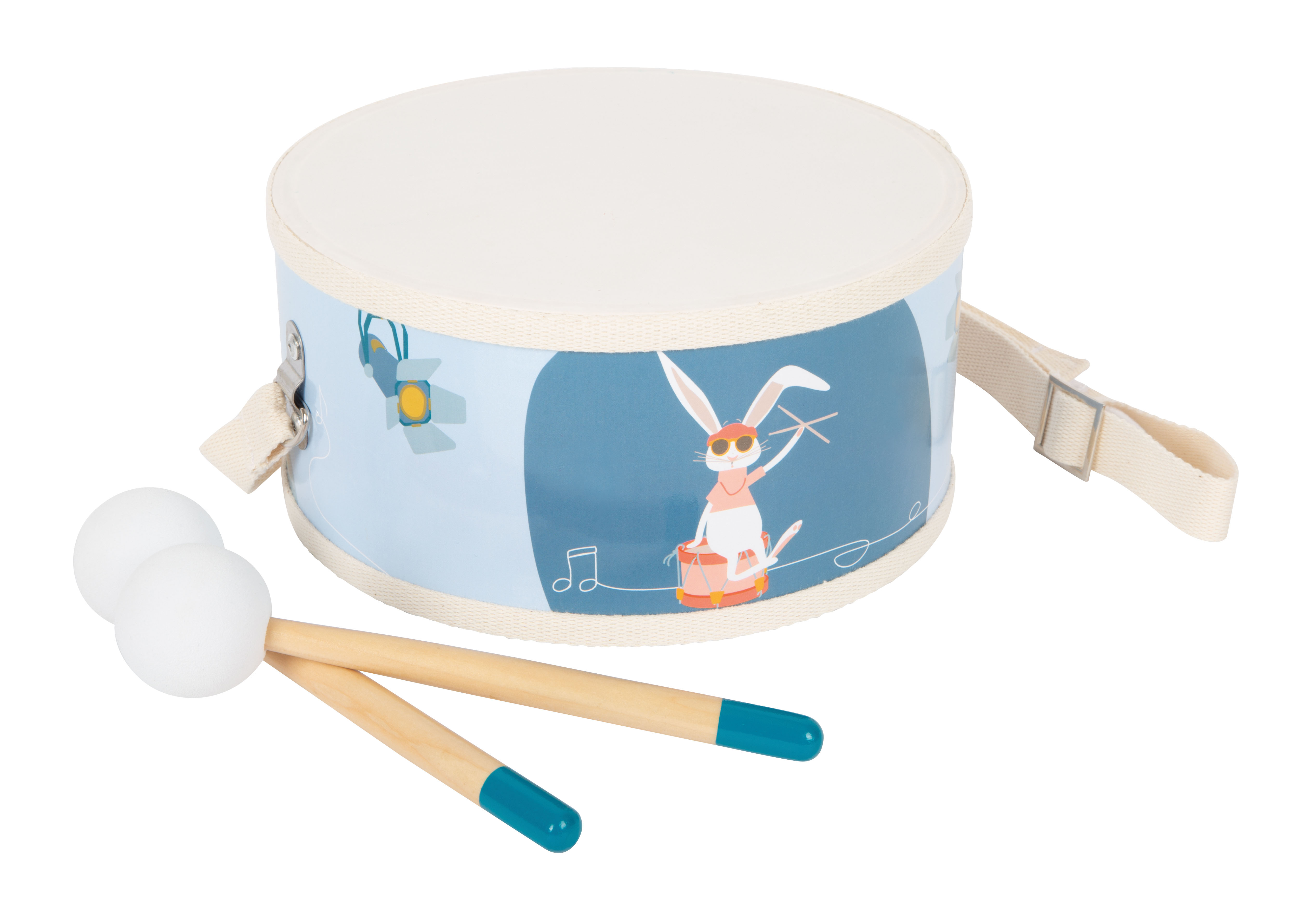 Moderne Kindertrommel mit aufgedrucktem Hasen