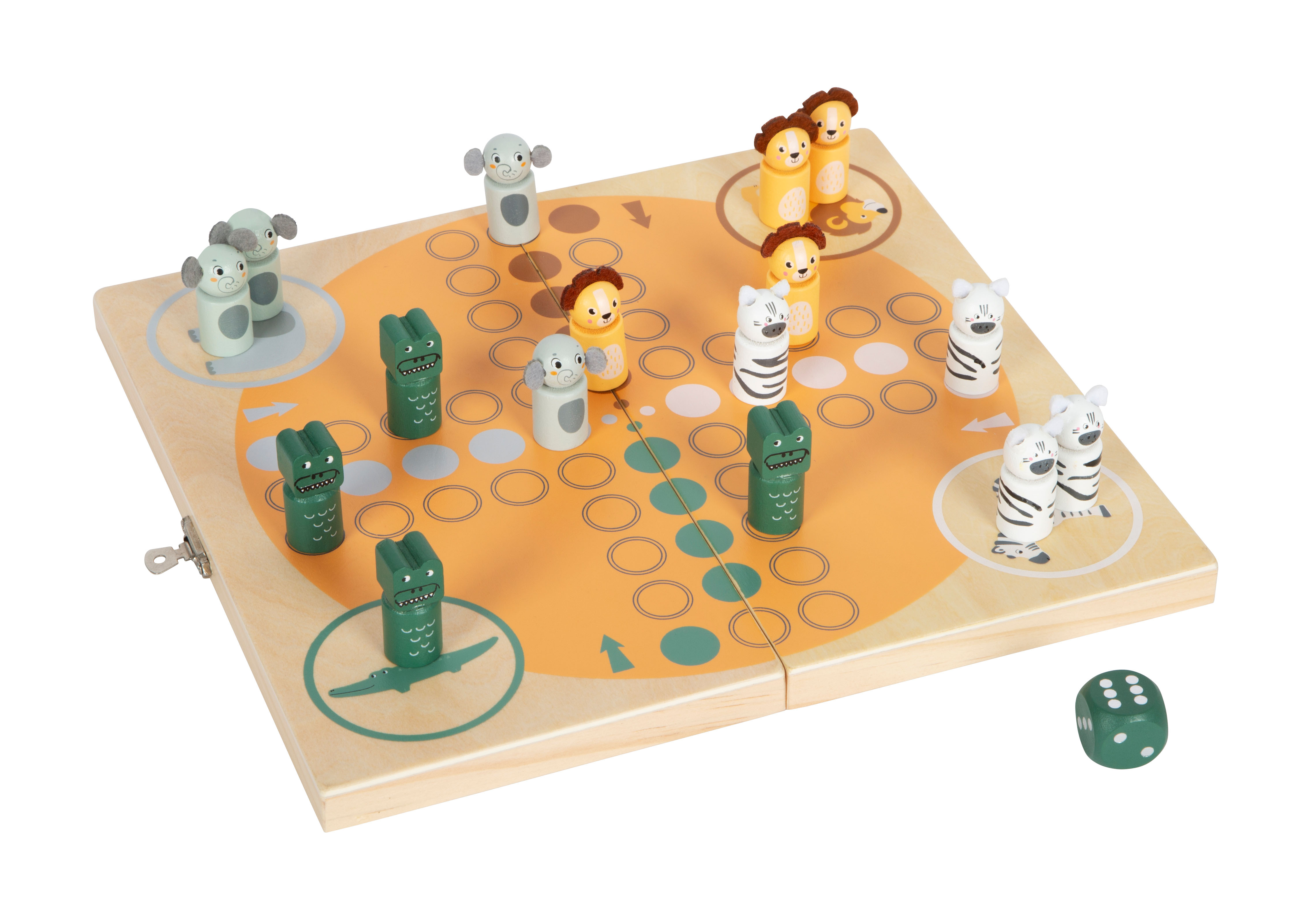 Kinder-Ludo aus Holz mit Tieren